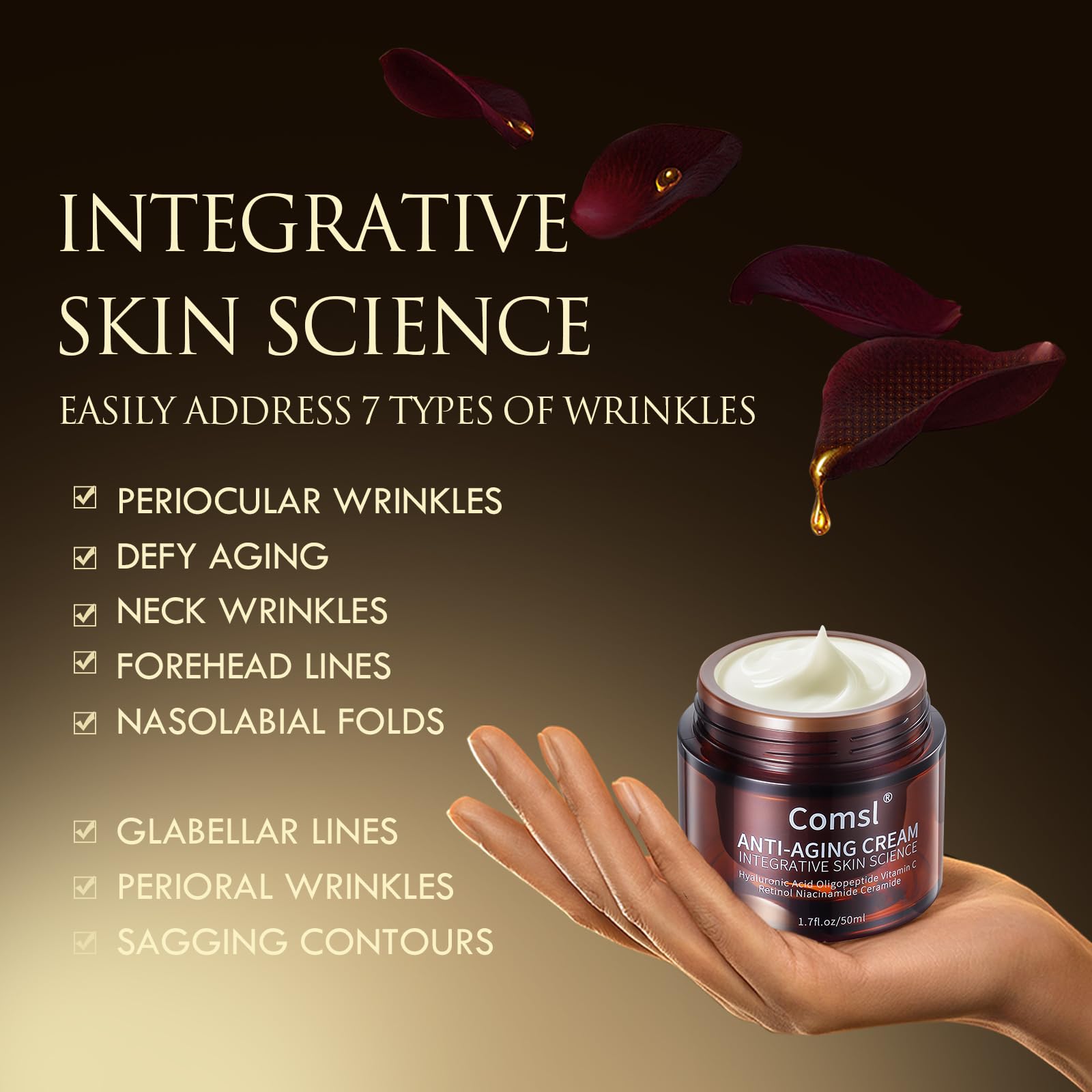 comsl US-Made Retinol Vitamin C Niacinamide Moisturizer – 30% Active, SGS Certified, 1.7 fl oz