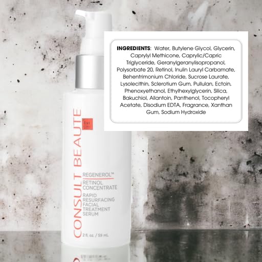 Consult Beaute Regenerol Rapid Resurfacing Retinol Serum with Bakuchiol – Smooths Texture on Face, 2 fl oz