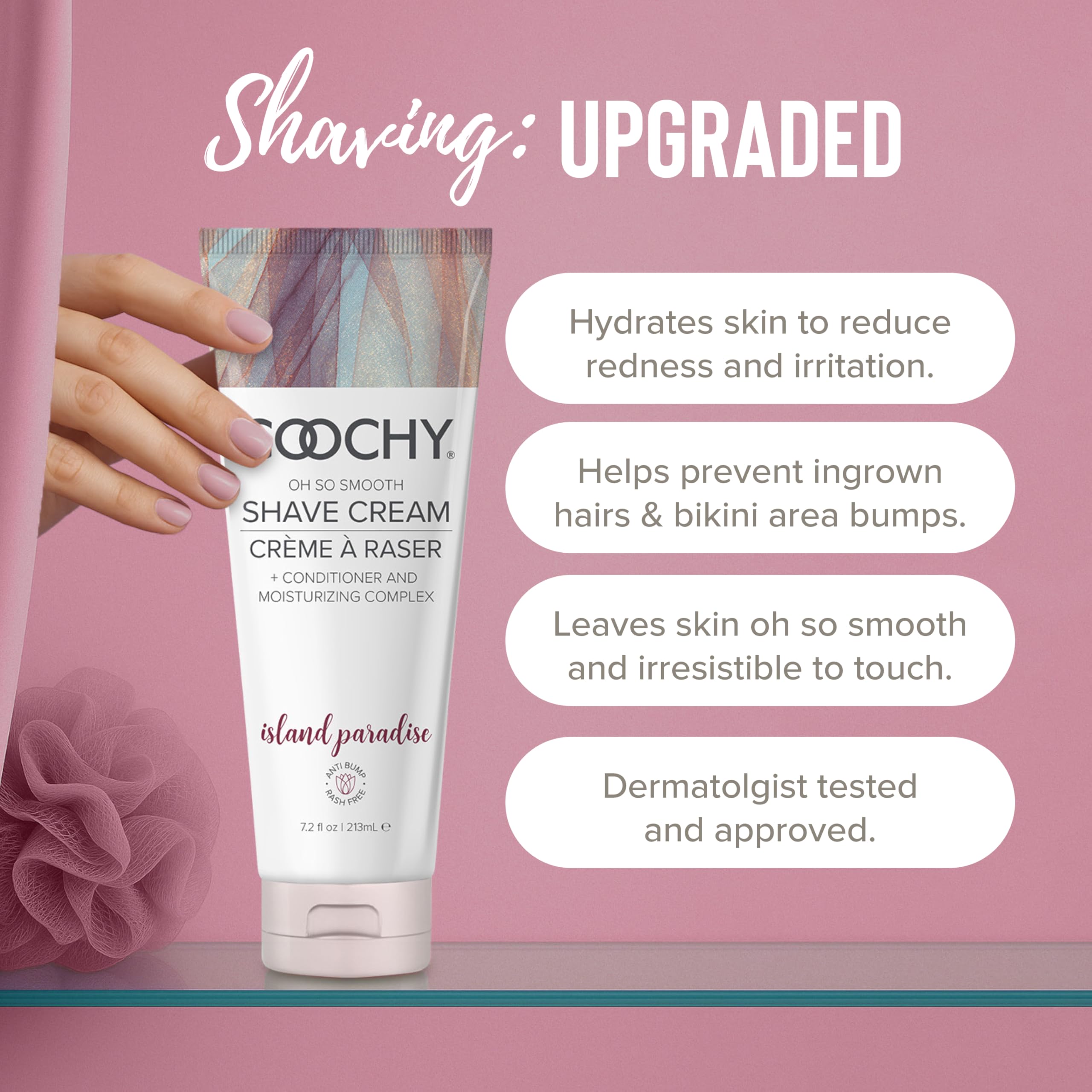 Coochy Shave Cream – Moisturizing Shaving Lotion for Gentle Intimate Shaving | Island Paradise, 12.5 oz