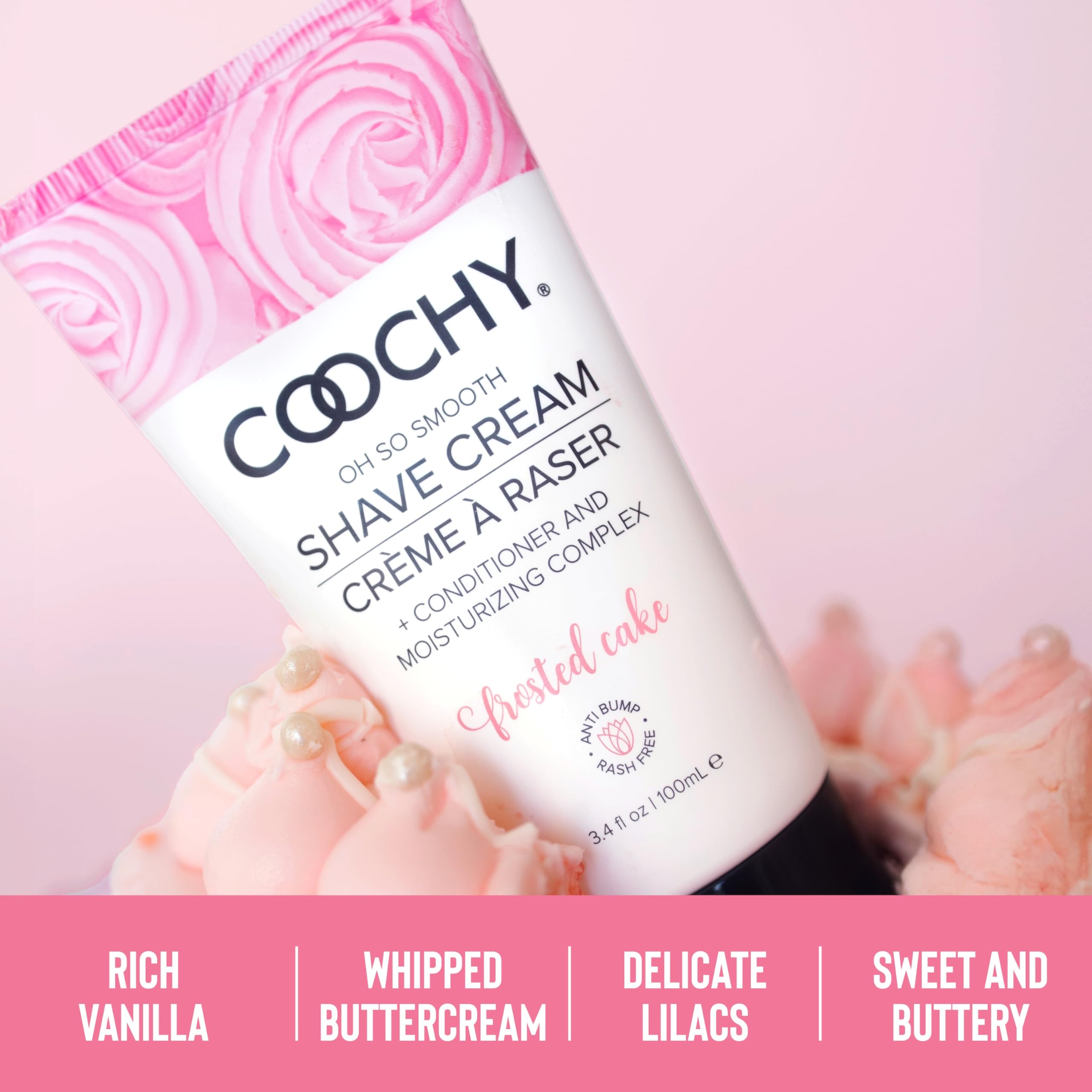 Coochy Shave Cream - Moisturizing Shave Lotion for Bikini, Underarms, Legs | Frosted Cake 32 oz