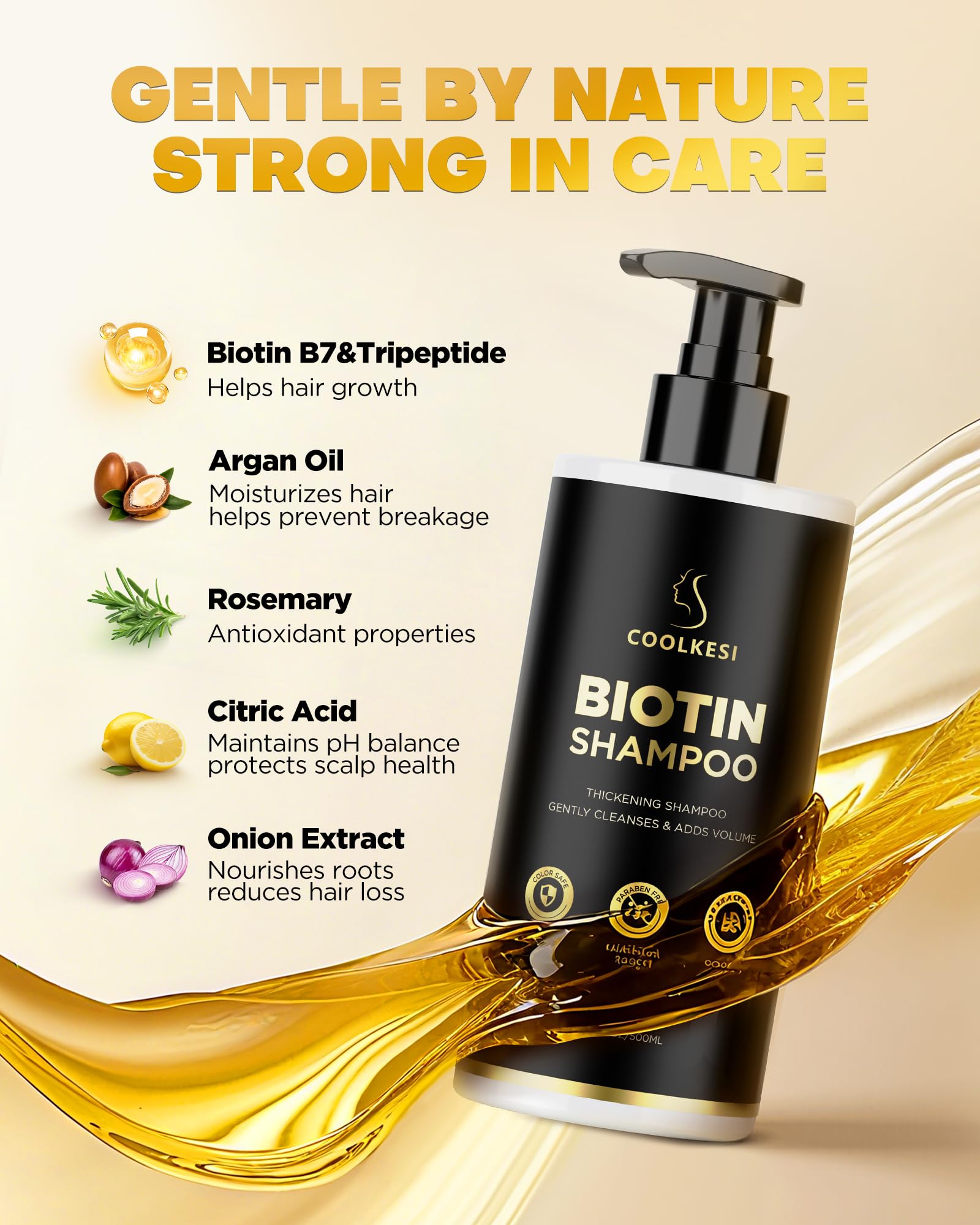 COOLKESI Tripeptide Biotin Hair Growth Shampoo & Conditioner Set – Onion Anti-Loss, Volumizing & Moisturizing Treatment