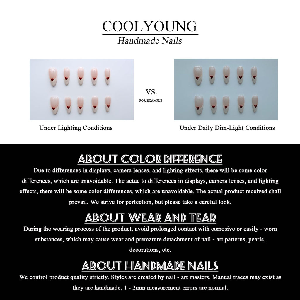 COOLYOUNG Handmade Pink Short Press On Nails – 15 Pcs, Ballet Design, Quick 3-Minute Application