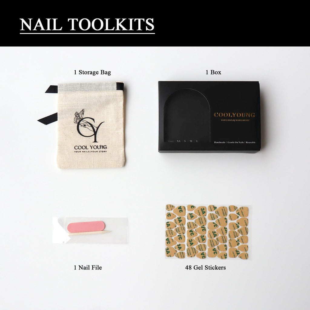 COOLYOUNG Handmade Cat Eye Press On Nails – Short Square, 10 Pcs (S/M/L)
