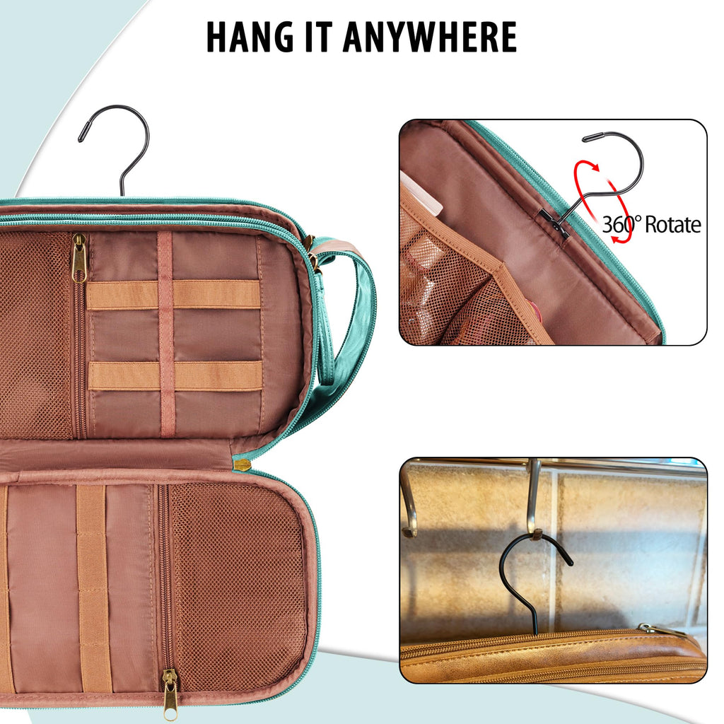 COOSKY Lake Blue Travel Toiletry Bag – Large Hanging Organizer for Men & Women