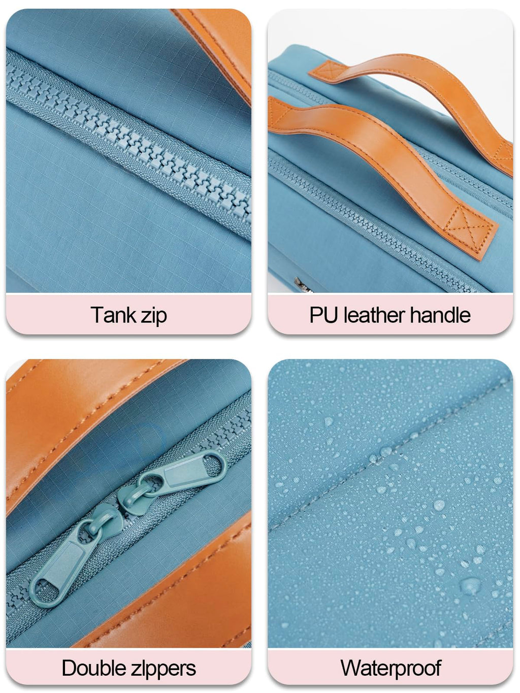 COOSKY Women's Hanging Toiletry Bag — Waterproof Travel Organizer with Jewelry Storage, Large Capacity, Blue