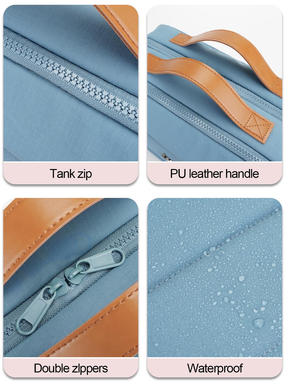 COOSKY Women's Hanging Toiletry Bag — Waterproof Travel Organizer with Jewelry Storage, Large Capacity, Blue