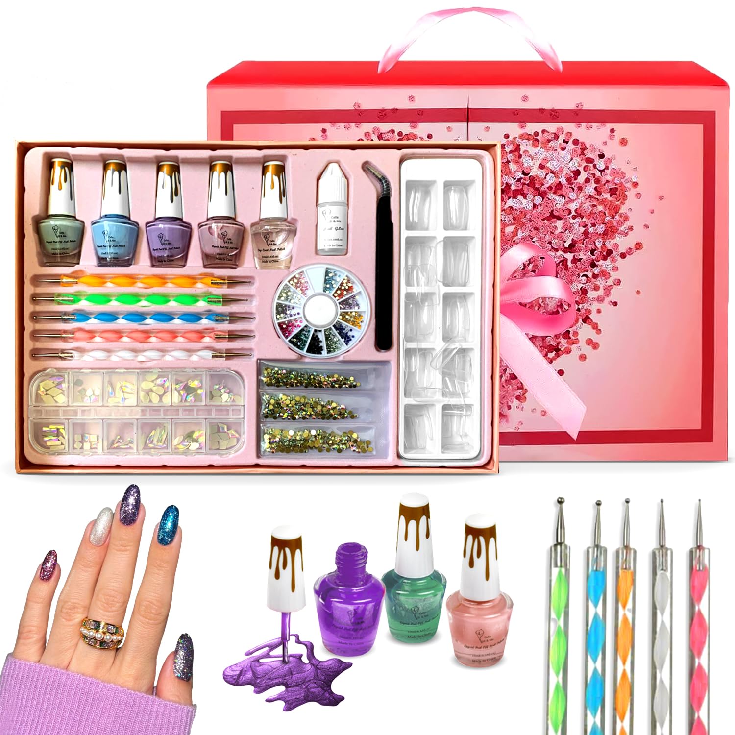 CoralBeau Nail Art Kit for Girls – Beginner Set with Rhinestones, Crystals & Tools