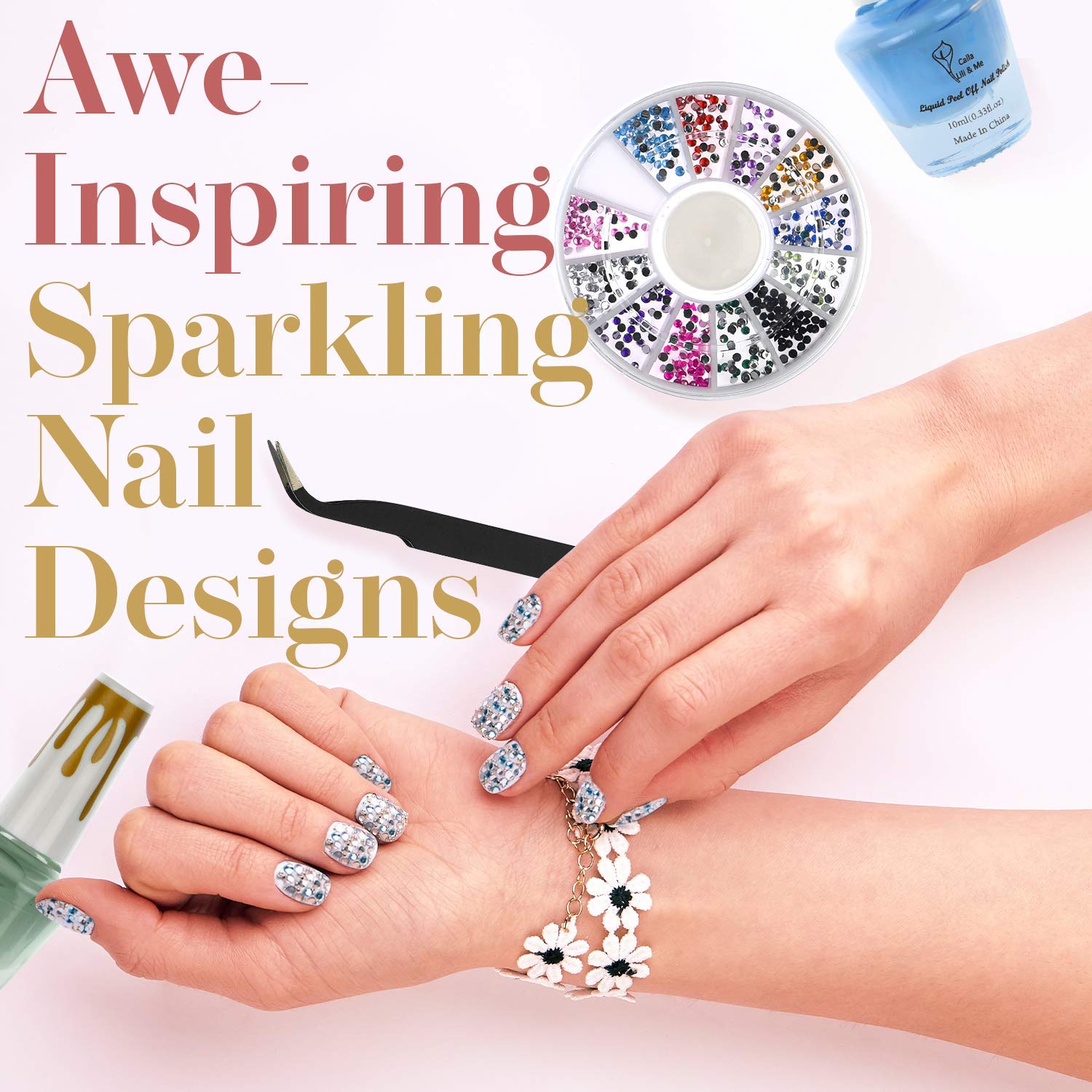 CoralBeau Nail Art Kit for Girls – Beginner Set with Rhinestones, Crystals & Tools