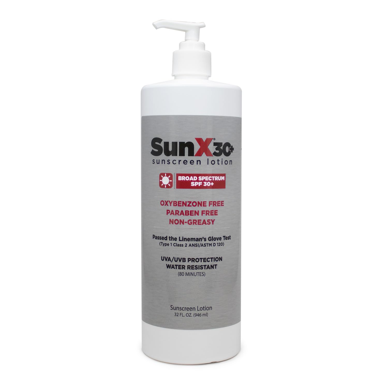 CoreTex Sun X 30+ SPF Broad Spectrum Sunscreen Lotion — 32oz, Oil-Free