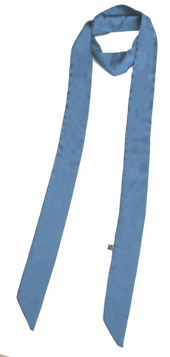 Women Skinny Scarf Satin Faux Silk Long Slim Ribbon Thin Fashion Ladies Scarves[Cornflower Blue]