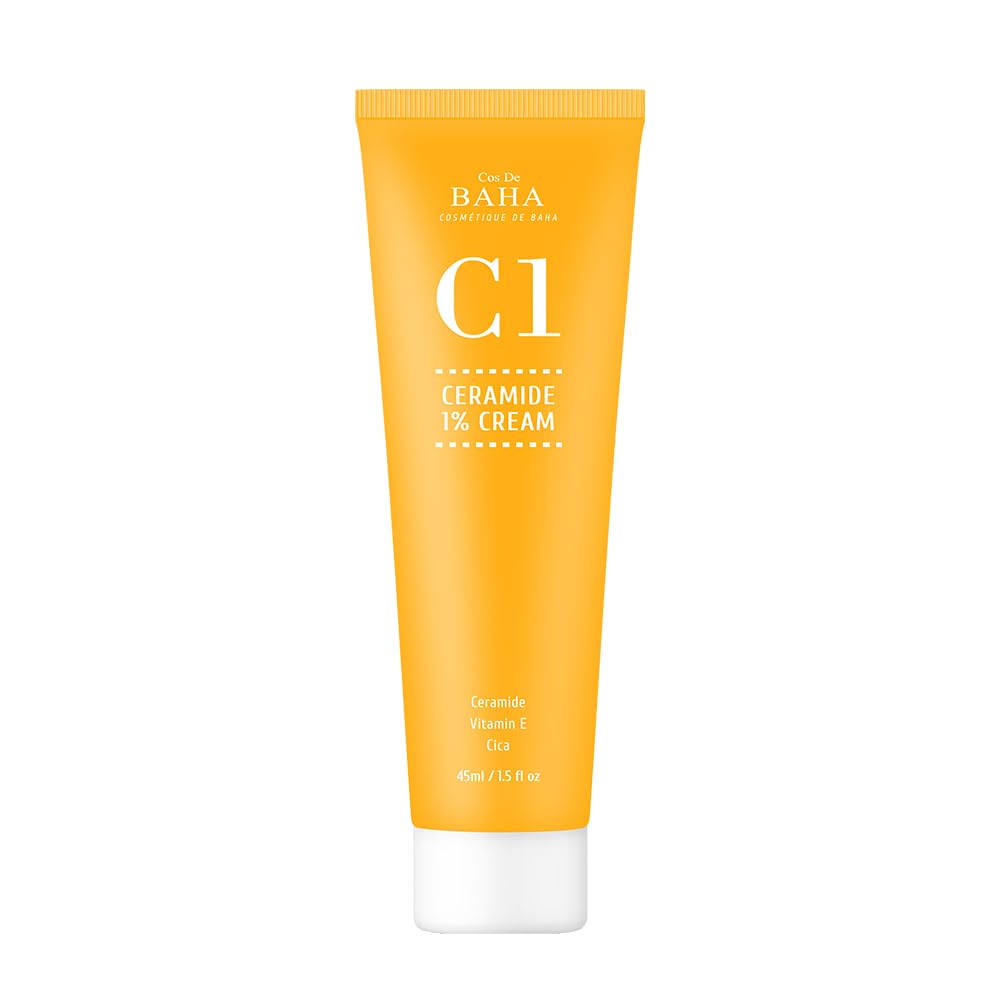 Cos De BAHA Ceramide NP 1% Gel Cream 1.5 Fl Oz (45 ml) – Lightweight Barrier Care with Centella, Niacinamide & Hyaluronic Acid
