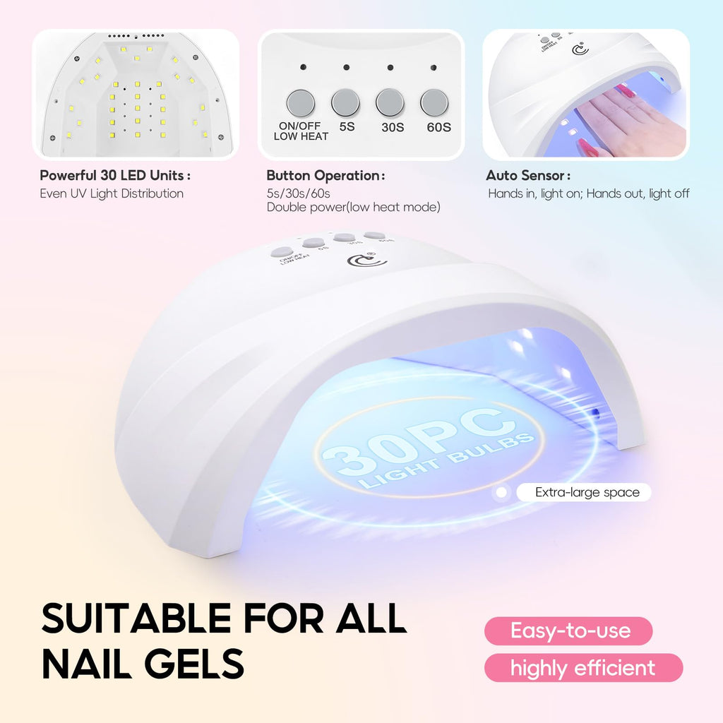 COSCELIA Acrylic Nail Kit for Beginners — All-in-One Gel Polish, Acrylic Powder, Drill & UV Light