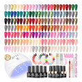COSCELIA 60-Piece Gel Nail Polish Kit with UV Light — 55 Shades, 5 Top/Base Coats, Rhinestones