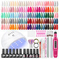COSCELIA 53-Piece Gel Nail Polish Kit with UV Light & Drill – 35 Colors, Top & Base Coats