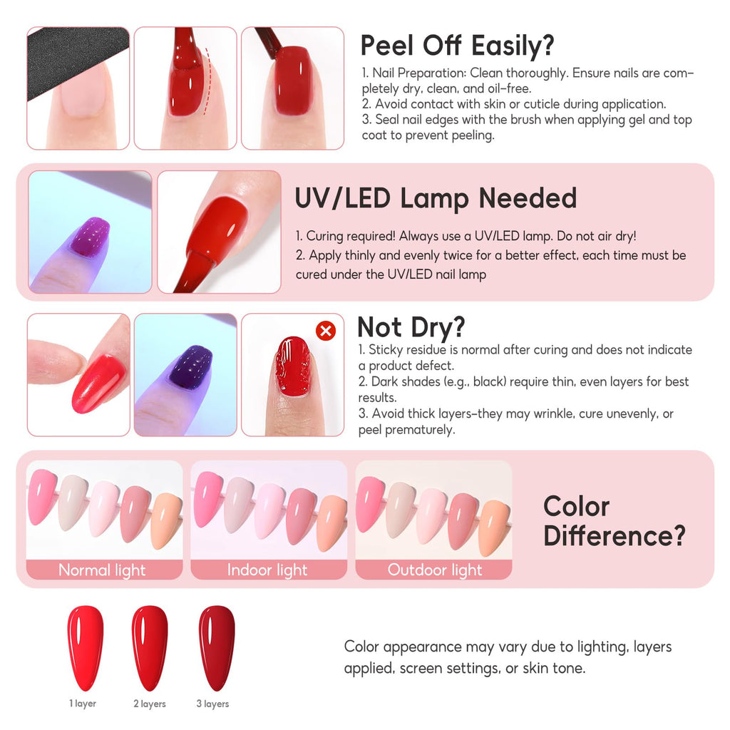 COSCELIA 25 Bottles Gel Nail Polish Set – 20 Colors + 5pc Top/Base Coat Kit