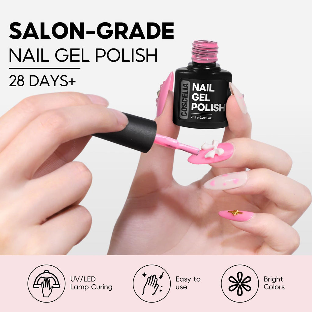 COSCELIA 25 Bottles Gel Nail Polish Set – 20 Colors + 5pc Top/Base Coat Kit