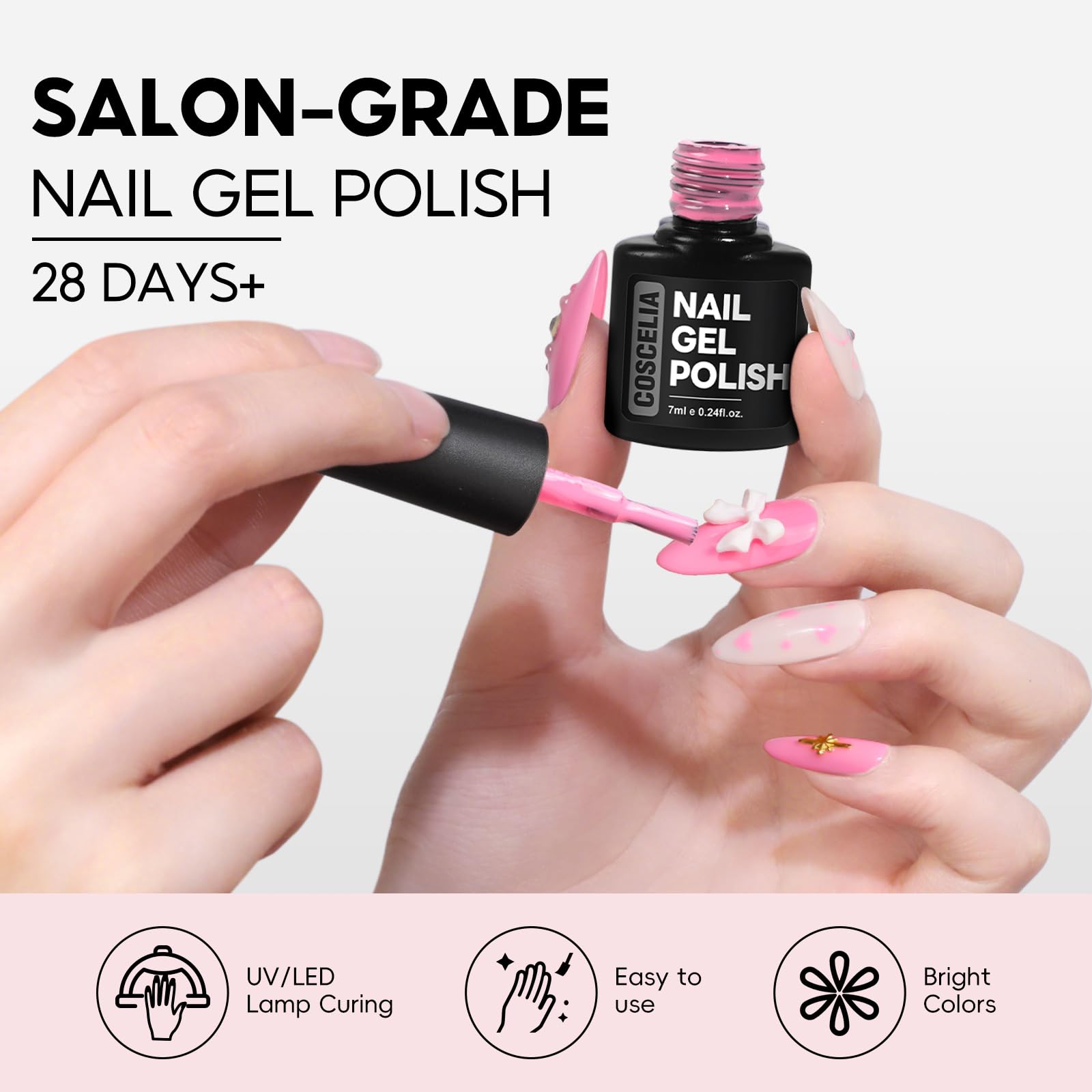 COSCELIA 25 Bottles Gel Nail Polish Set – 20 Colors + 5pc Top/Base Coat Kit