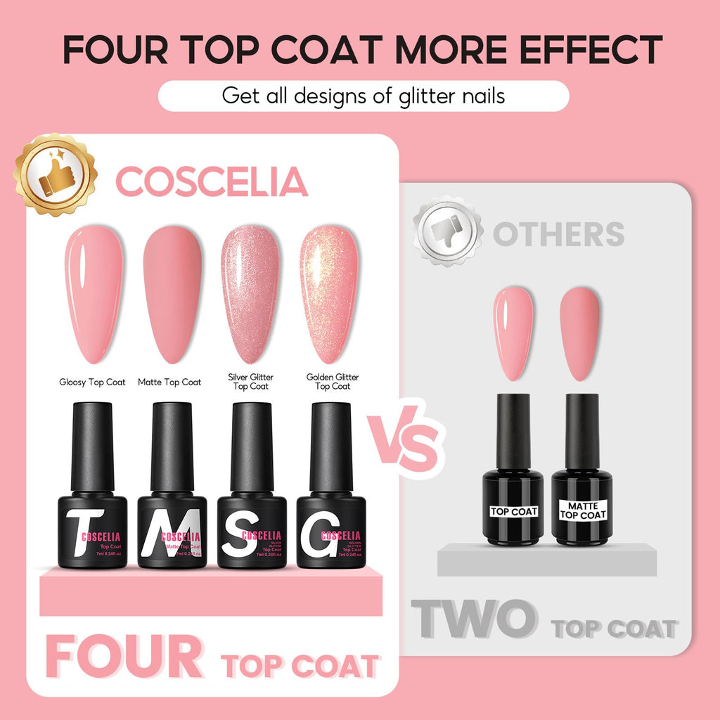 COSCELIA 52pcs Gel Nail Polish Kit with UV Light – 35 Colors Spring Cream Collection + 5 Top/Base Coats