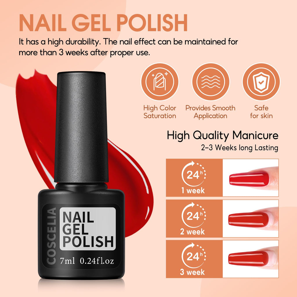 COSCELIA 66Pcs Gel Nail Polish Kit with UV Light & Drill – 35 Colors for DIY Manicures
