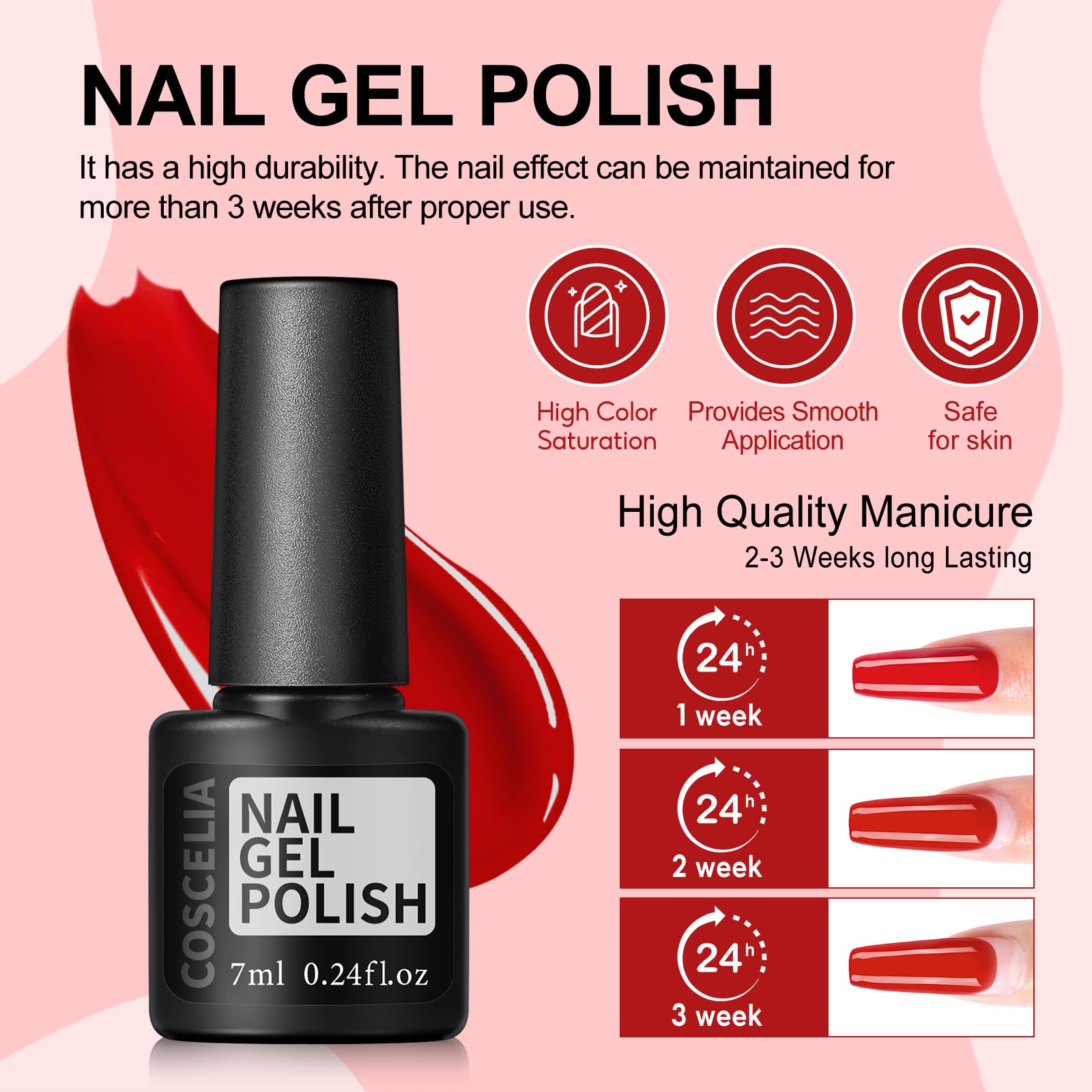 COSCELIA 53-Piece Gel Nail Polish Kit with UV Light & Drill – 35 Colors, Top & Base Coats