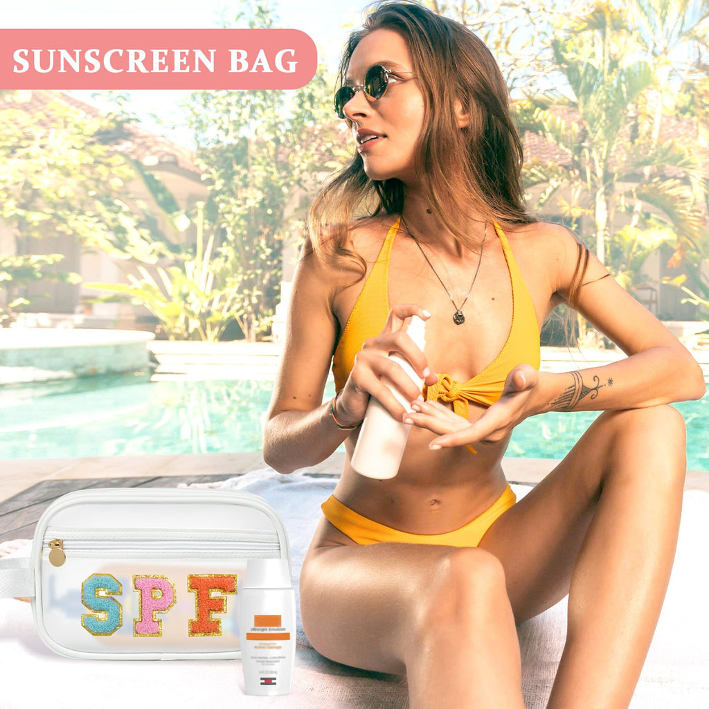 COSHAYSOO Clear Sunscreen Bag – Waterproof Beach Organizer for Women, Teens, and Family Trips