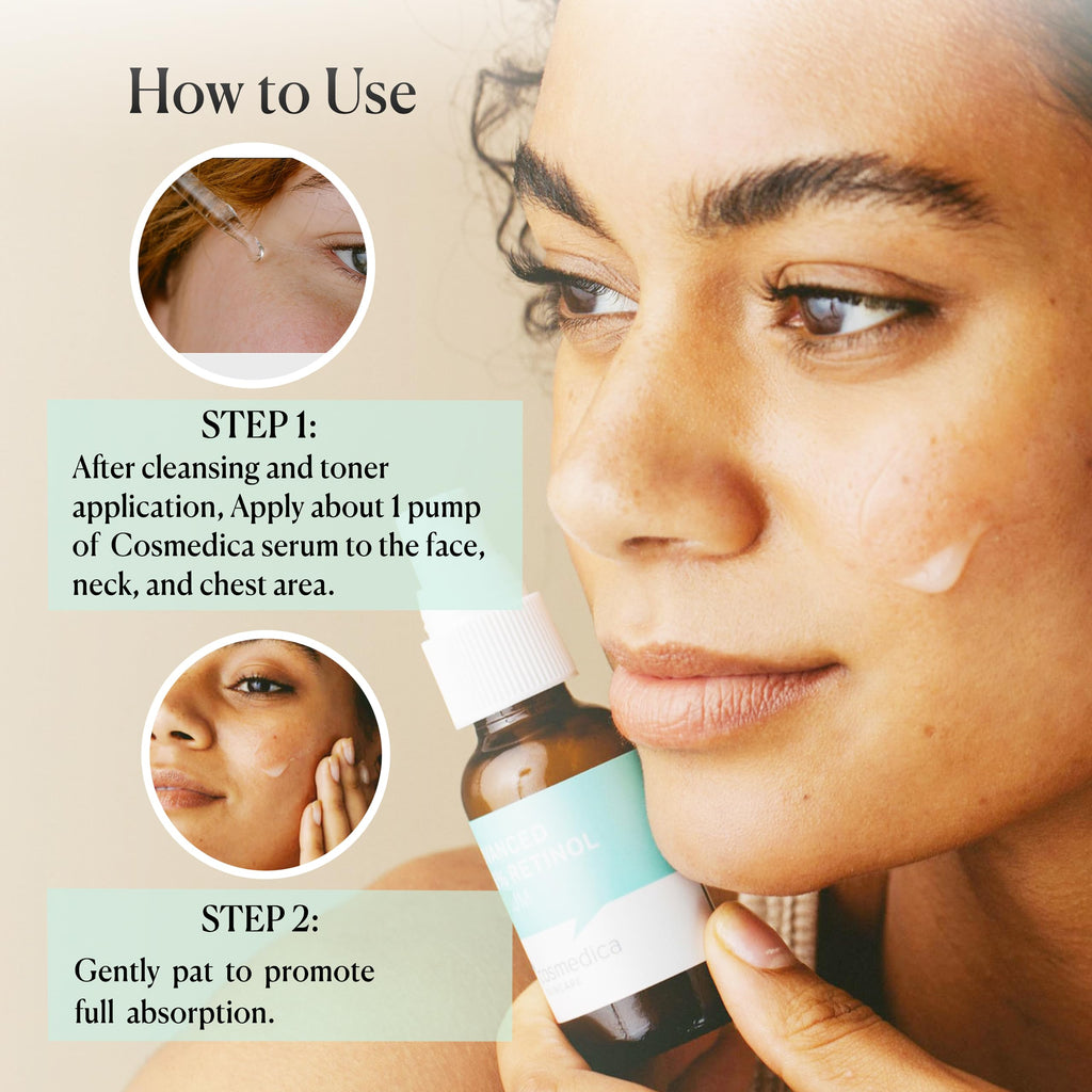Cosmedica Skincare Advanced 2.5% Retinol Serum – Green Tea, Hyaluronic Acid & Vitamin E, 1oz