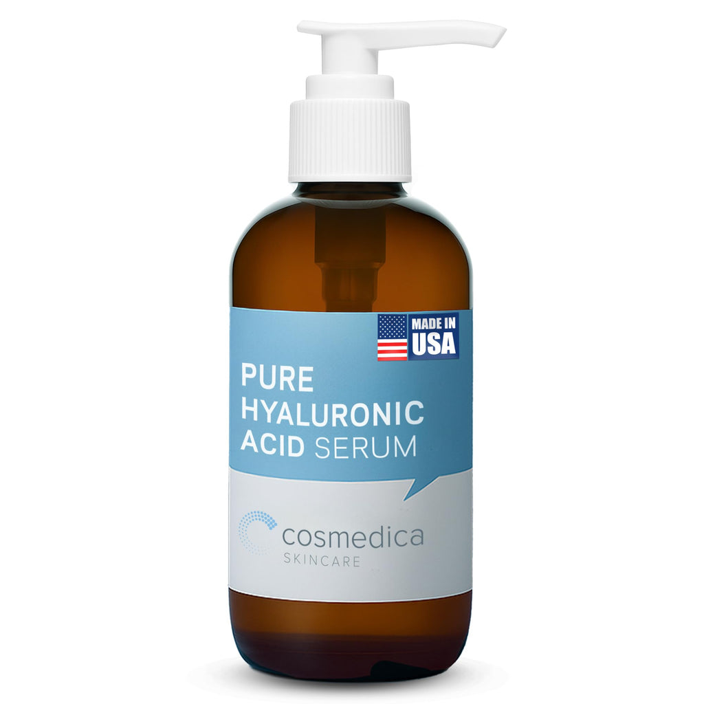 Cosmedica Skincare Hyaluronic Acid Serum – 100% Pure Hydration for Face, Non-Greasy, Paraben-Free, 8 oz