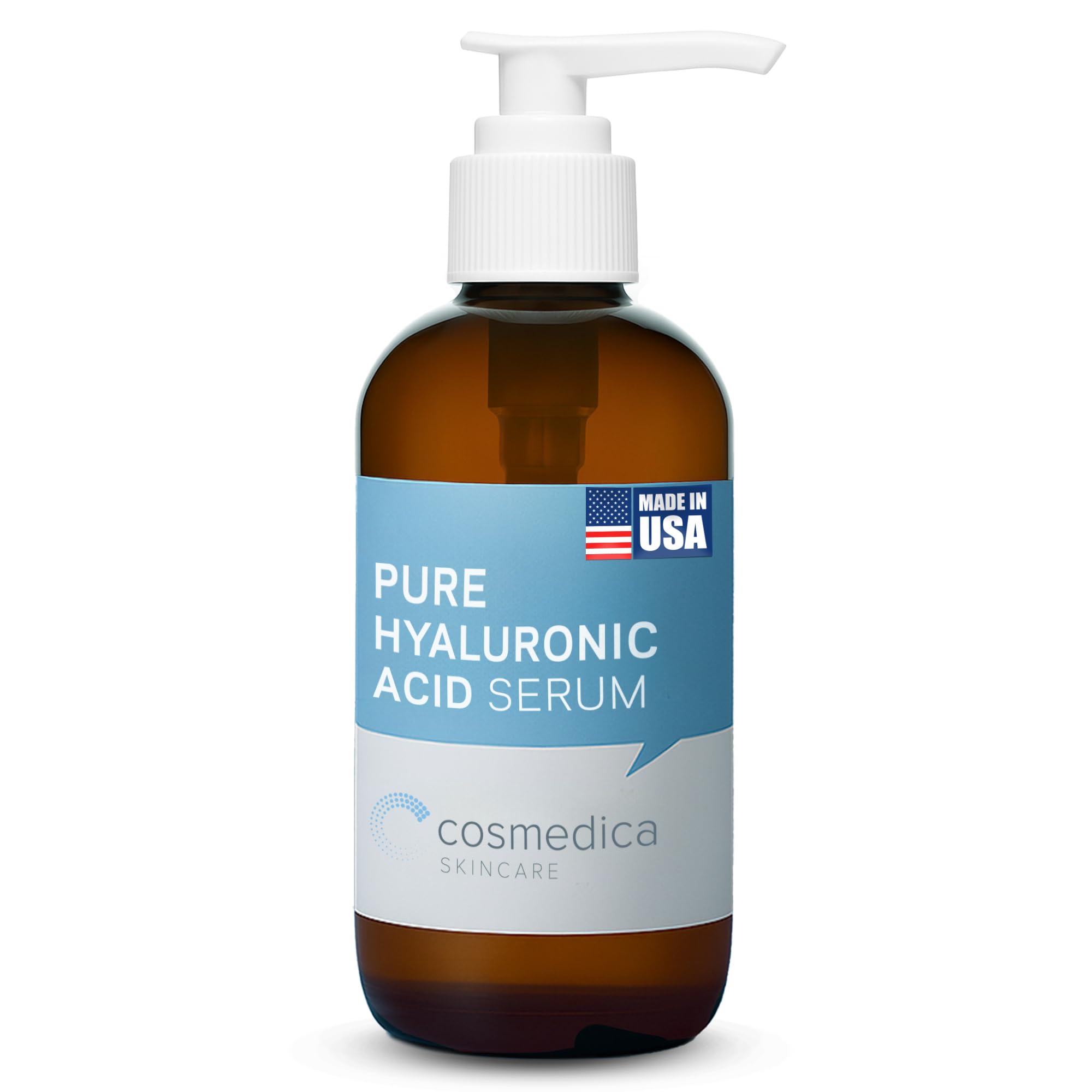 Cosmedica Skincare Hyaluronic Acid Serum – 100% Pure Hydration for Face, Non-Greasy, Paraben-Free, 8 oz