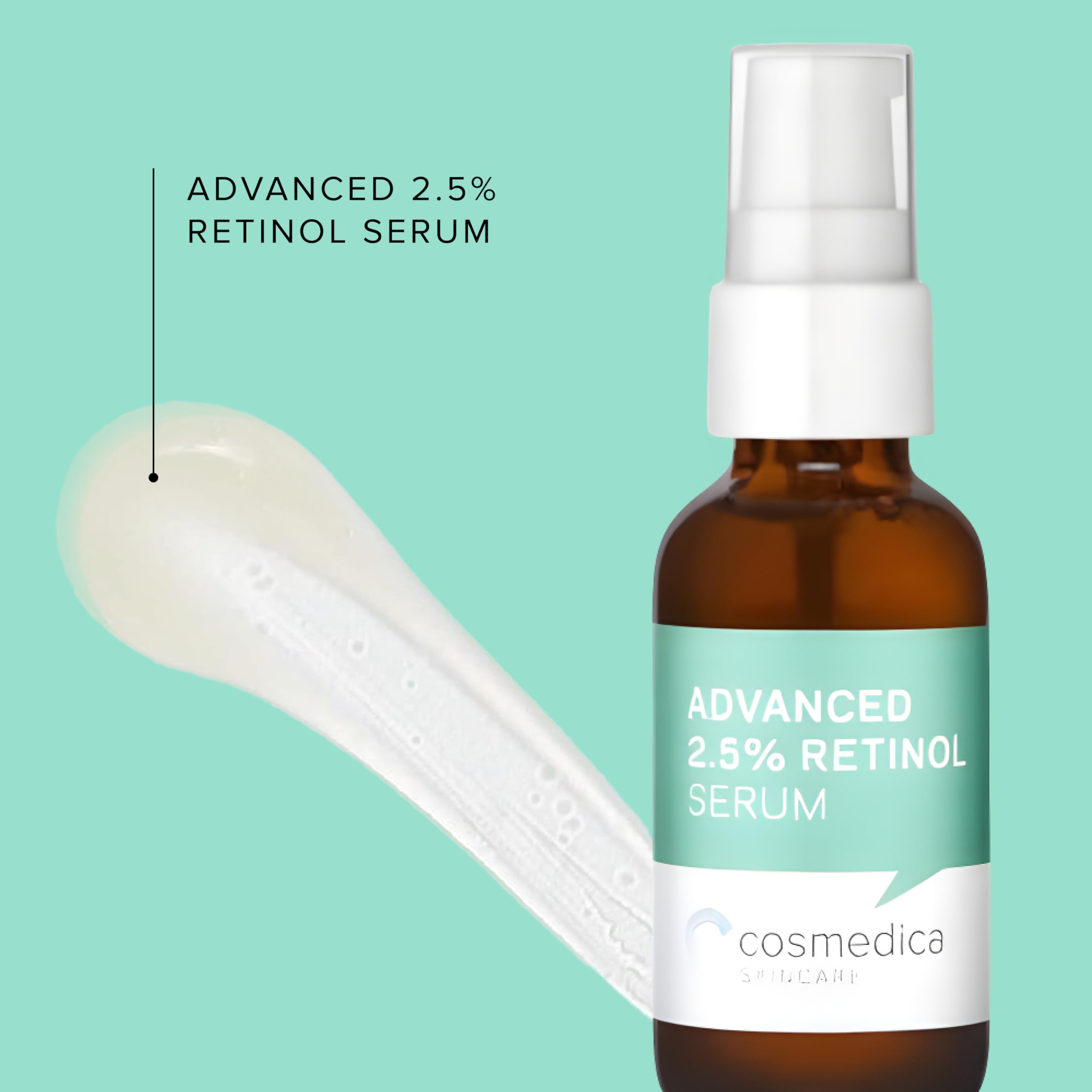 Cosmedica Skincare Facial Serum Trio – Vitamin C, Retinol 2.5%, Hyaluronic Acid