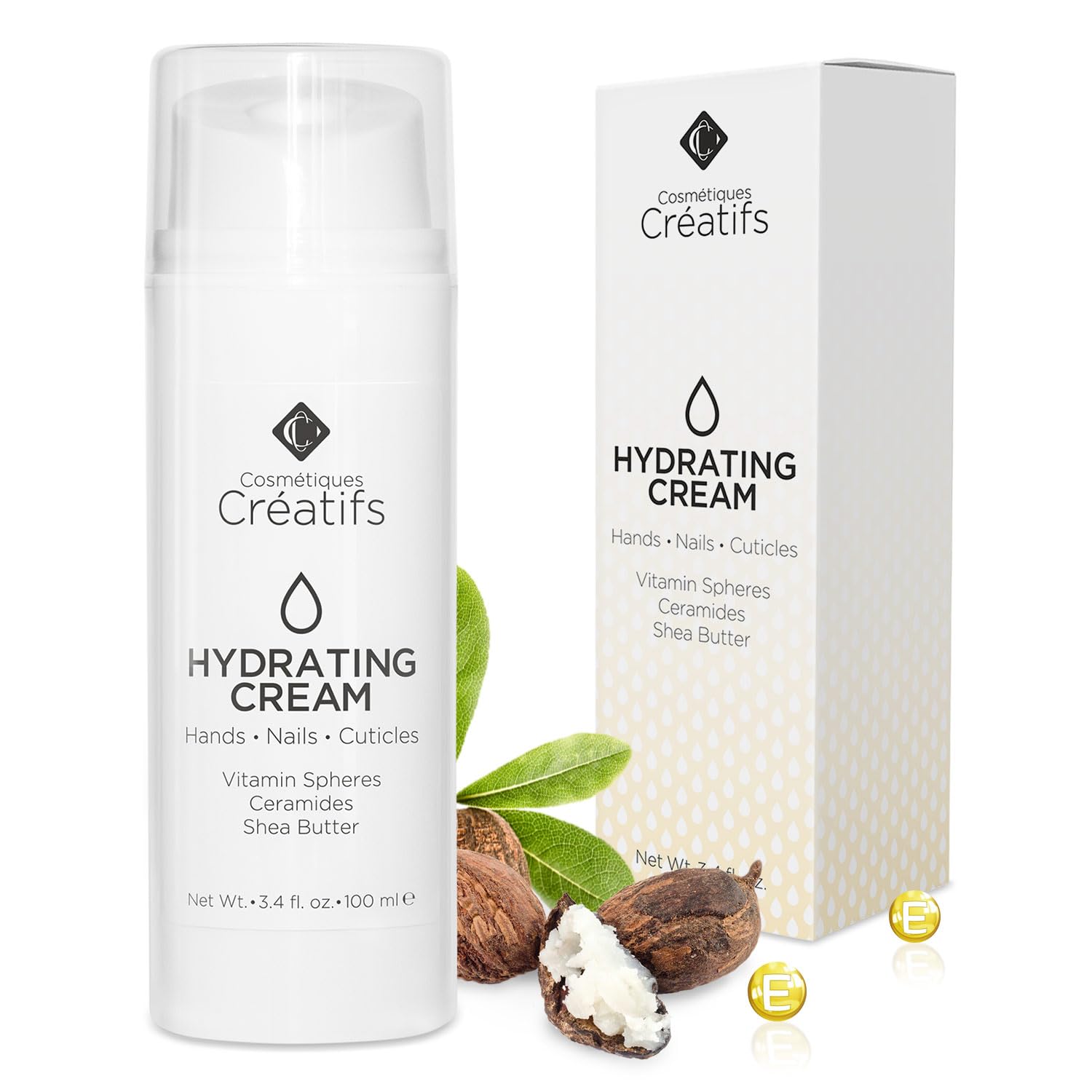 Cosmétiques Créatifs Hand Cream – Moisturizing for Dry Hands, Nails & Cuticles (3.4 oz) with Vitamin E, Shea Butter, Ceramides