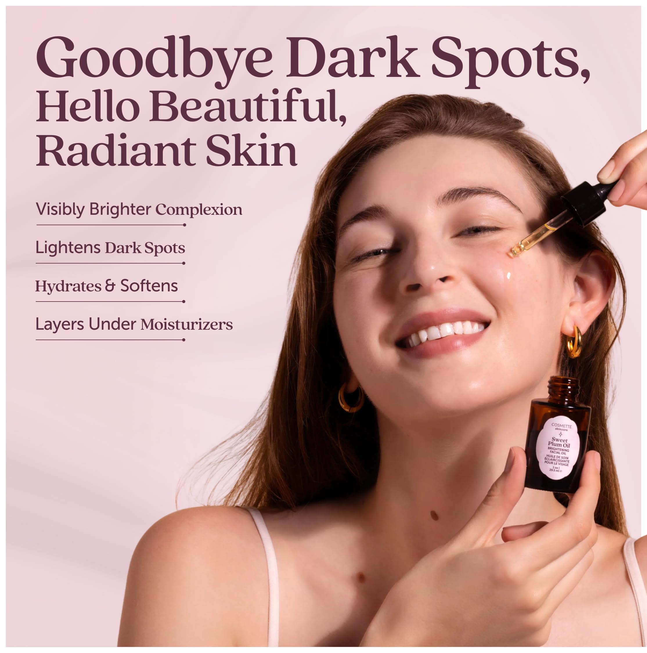 Cosmette Skincare Sweet Plum Vitamin C & 4% Squalane Serum | Brightening, Dark Spot & Hydration
