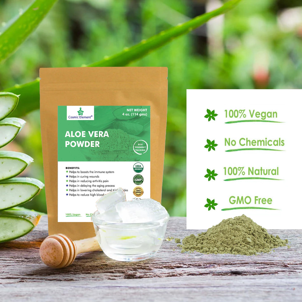 Cosmic Element Organic Aloe Vera Powder — 100% Pure Leaf Gel for Skin, Hair & After Sun Hydration