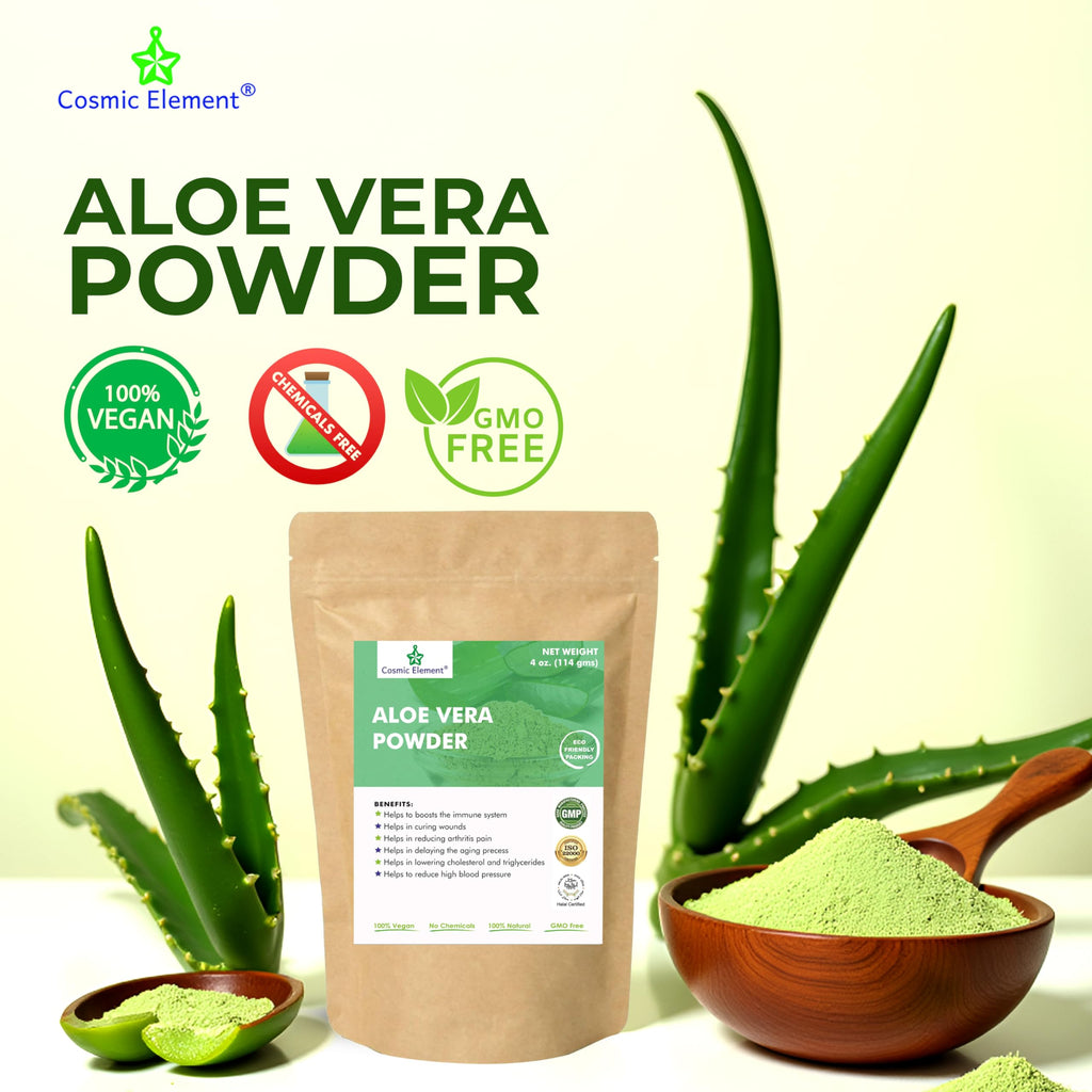 Cosmic Element Organic Aloe Vera Powder — 100% Pure Leaf Gel for Skin, Hair & After Sun Hydration