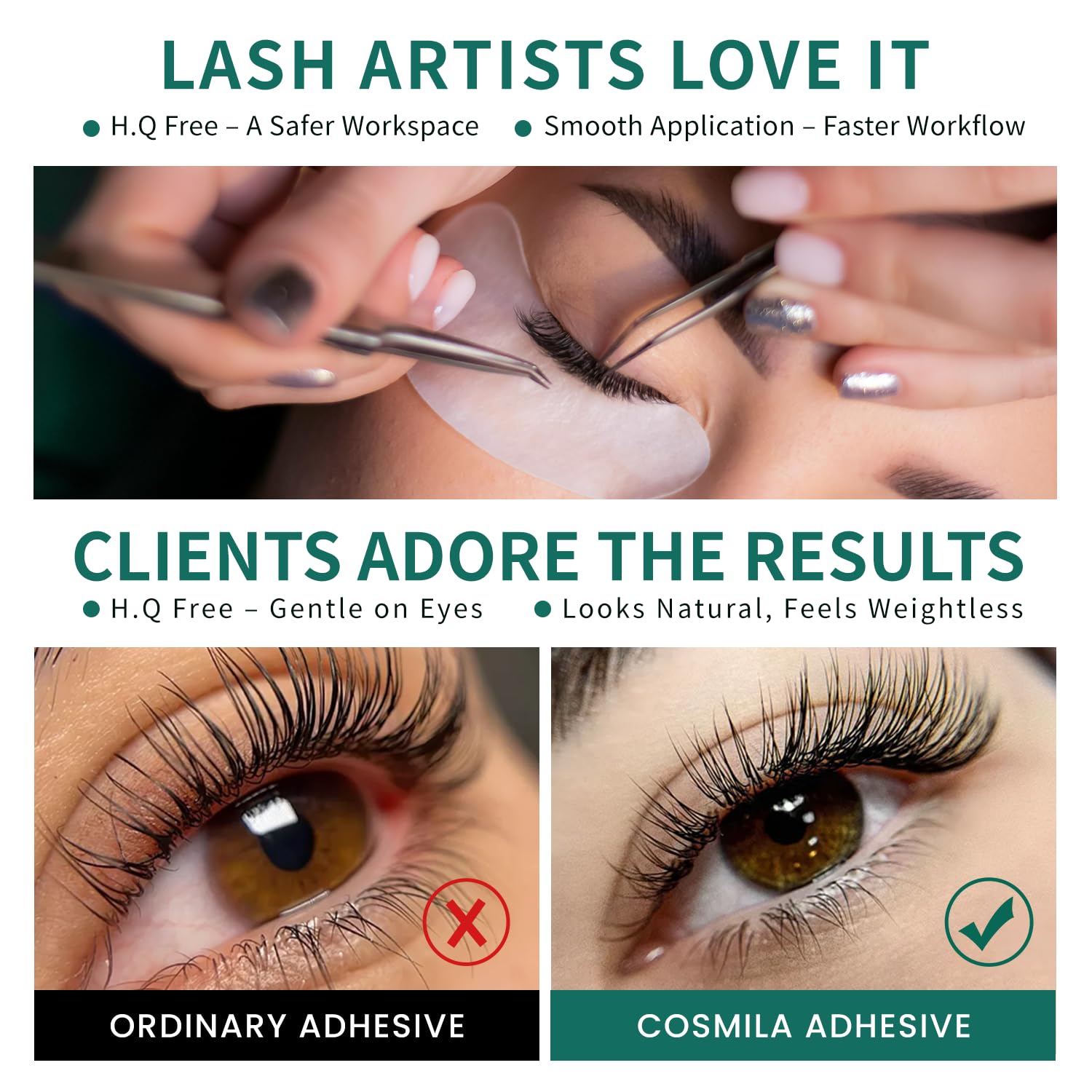 COSMILA Pro Eyelash Extension Glue – HQ Free, 99.8% Japan Monomer, All-Climate, 8 Weeks Retention – 5ml