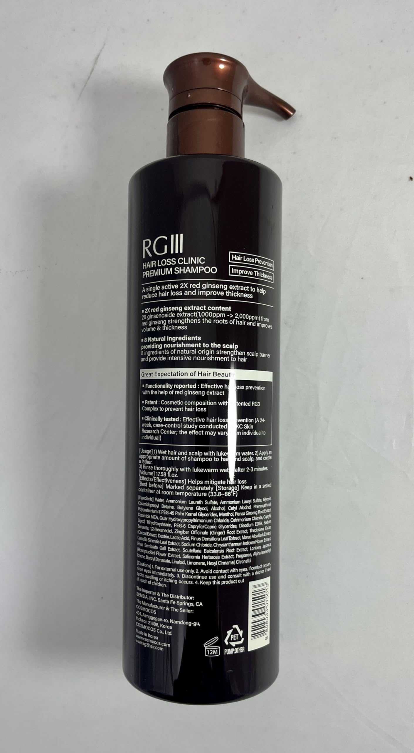 COSMOCOS RG3 Premium Hair Loss Clinic Shampoo – Red Ginseng Formula