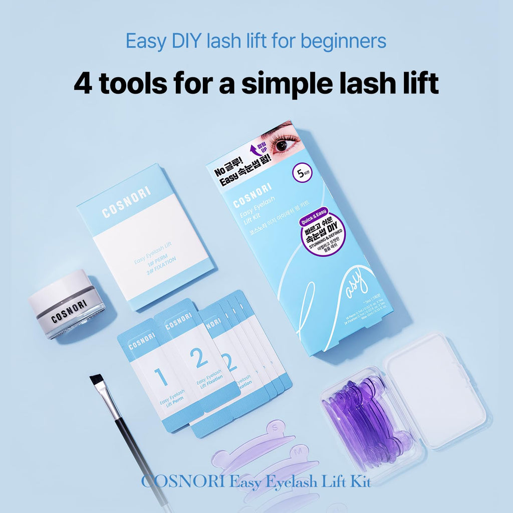 COSNORI Easy Eyelash Lift Kit — DIY Lash Perm, No Glue Rods, 5 Uses