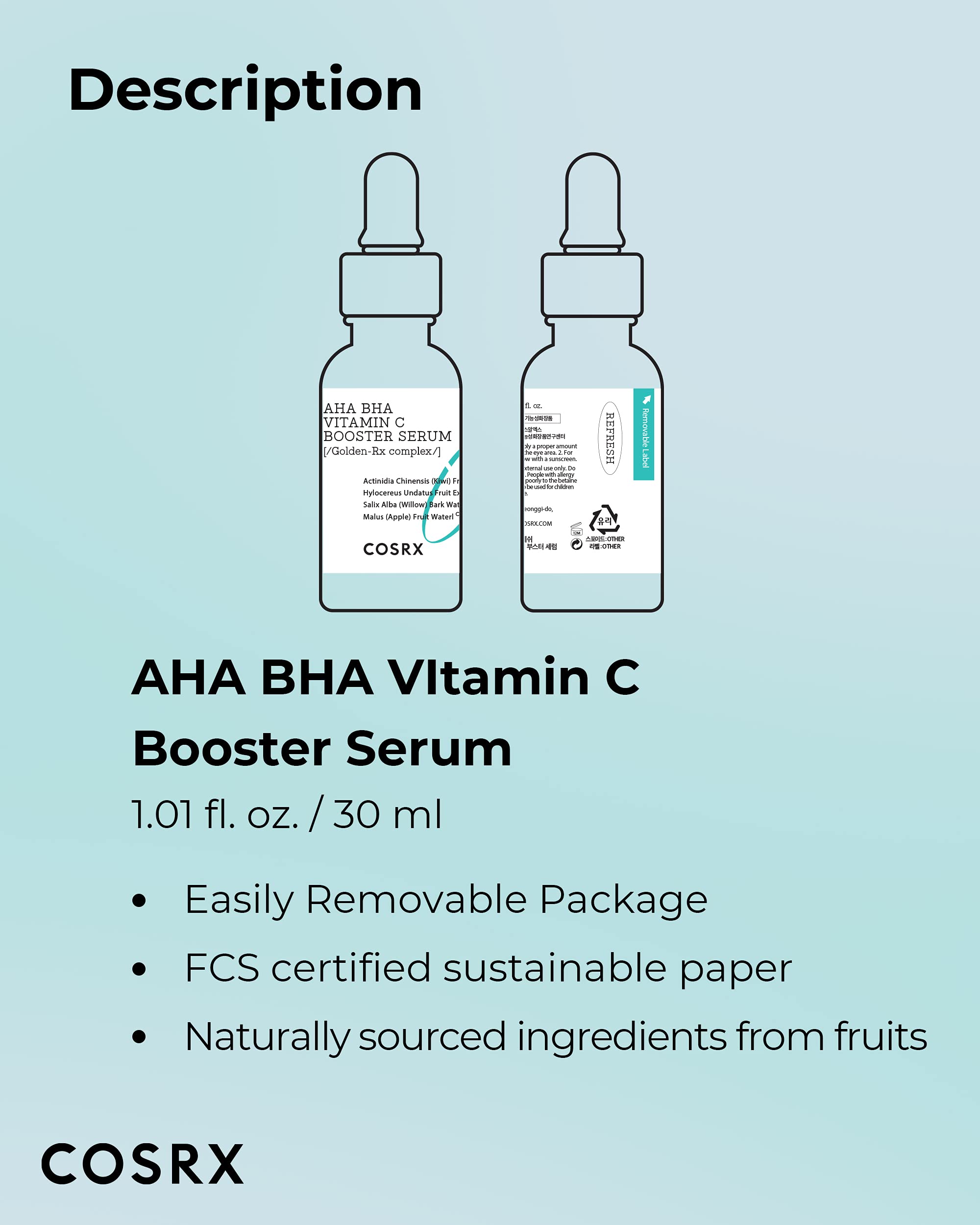 COSRX AHA BHA Vitamin C Booster Serum – 30ml | Niacinamide, Hydration, Gentle Exfoliation