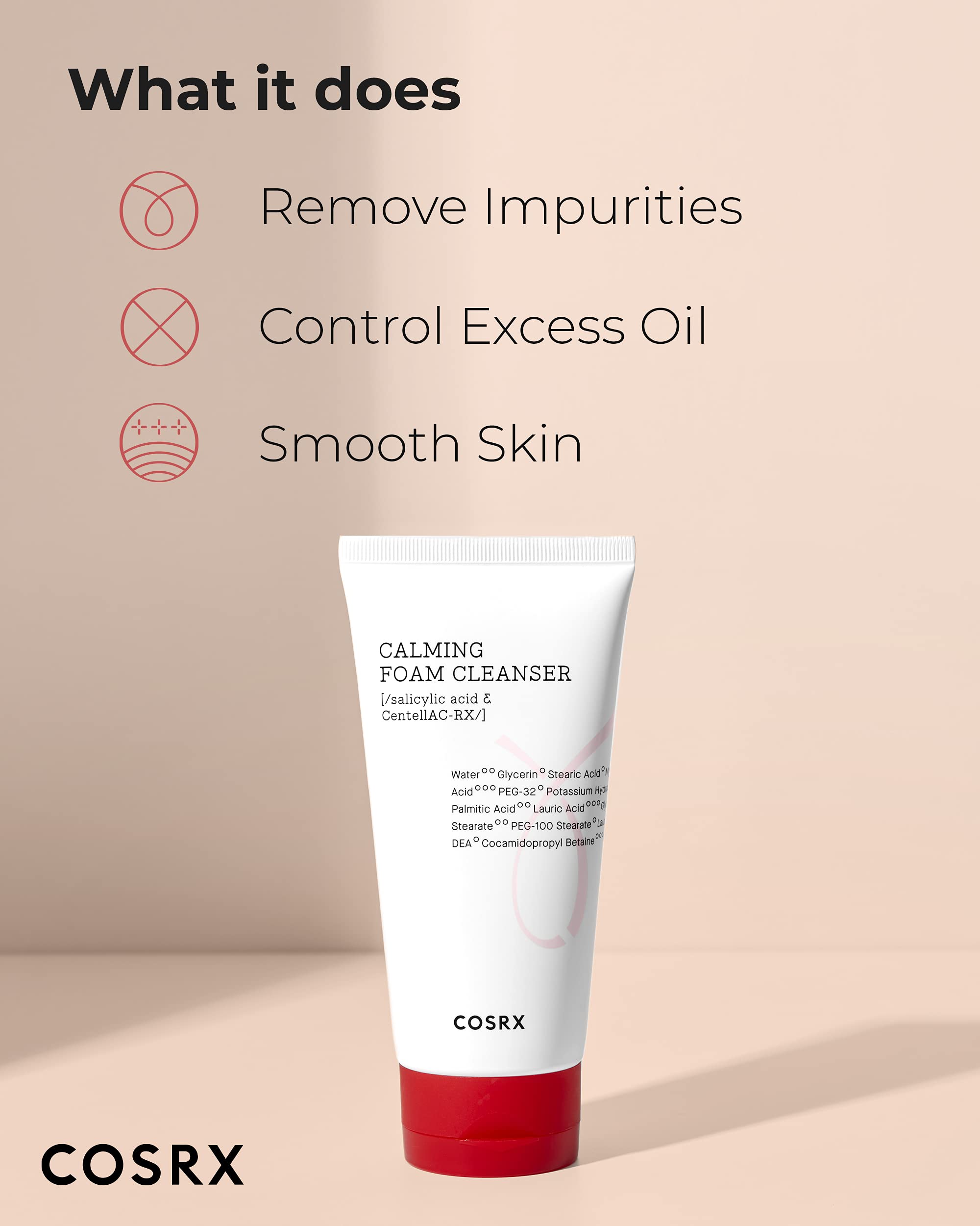 COSRX AC Collection Calming Foam Cleanser - Salicylic Acid Acne Cleanser (150ml) | Animal Testing Free