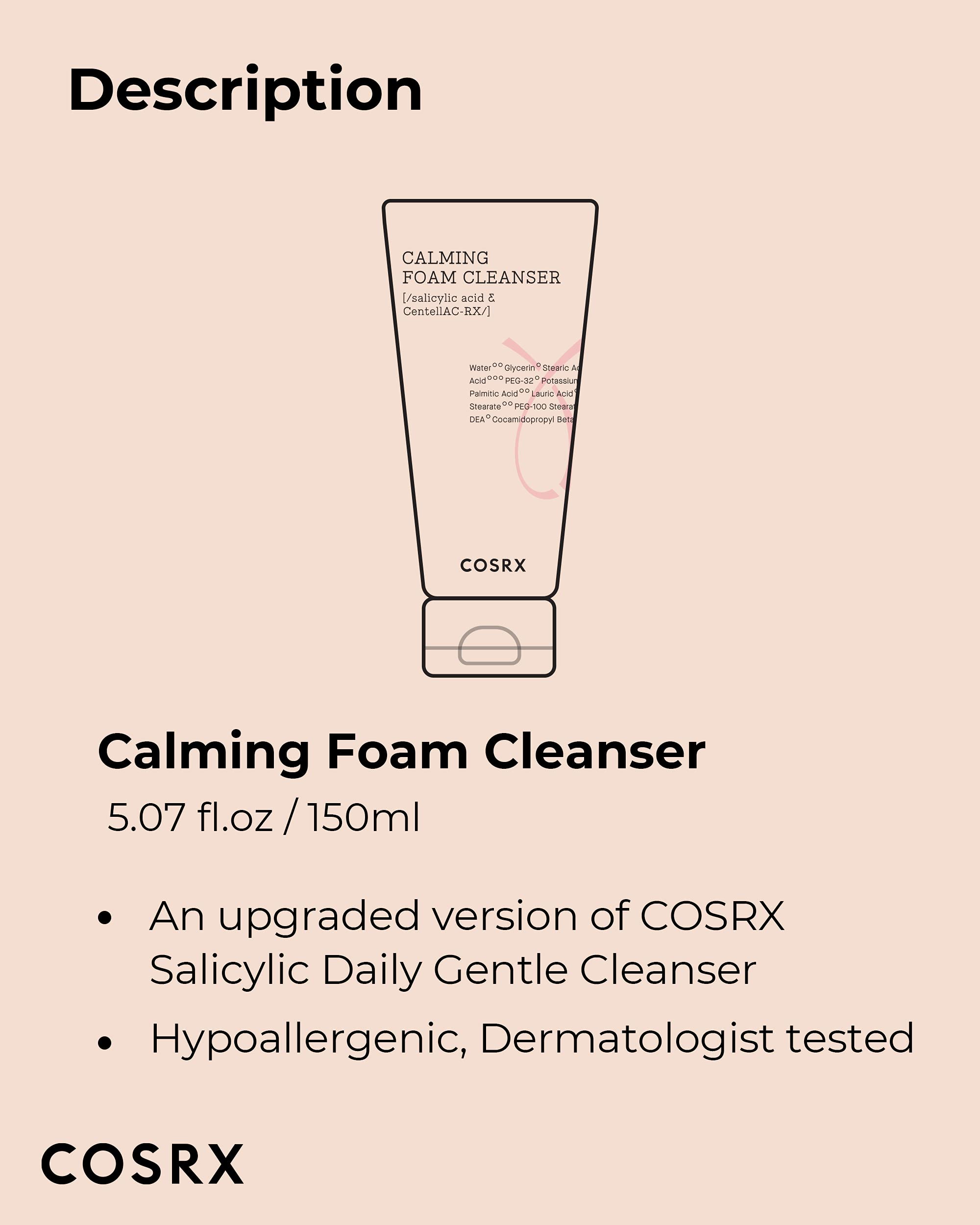 COSRX AC Collection Calming Foam Cleanser - Salicylic Acid Acne Cleanser (150ml) | Animal Testing Free