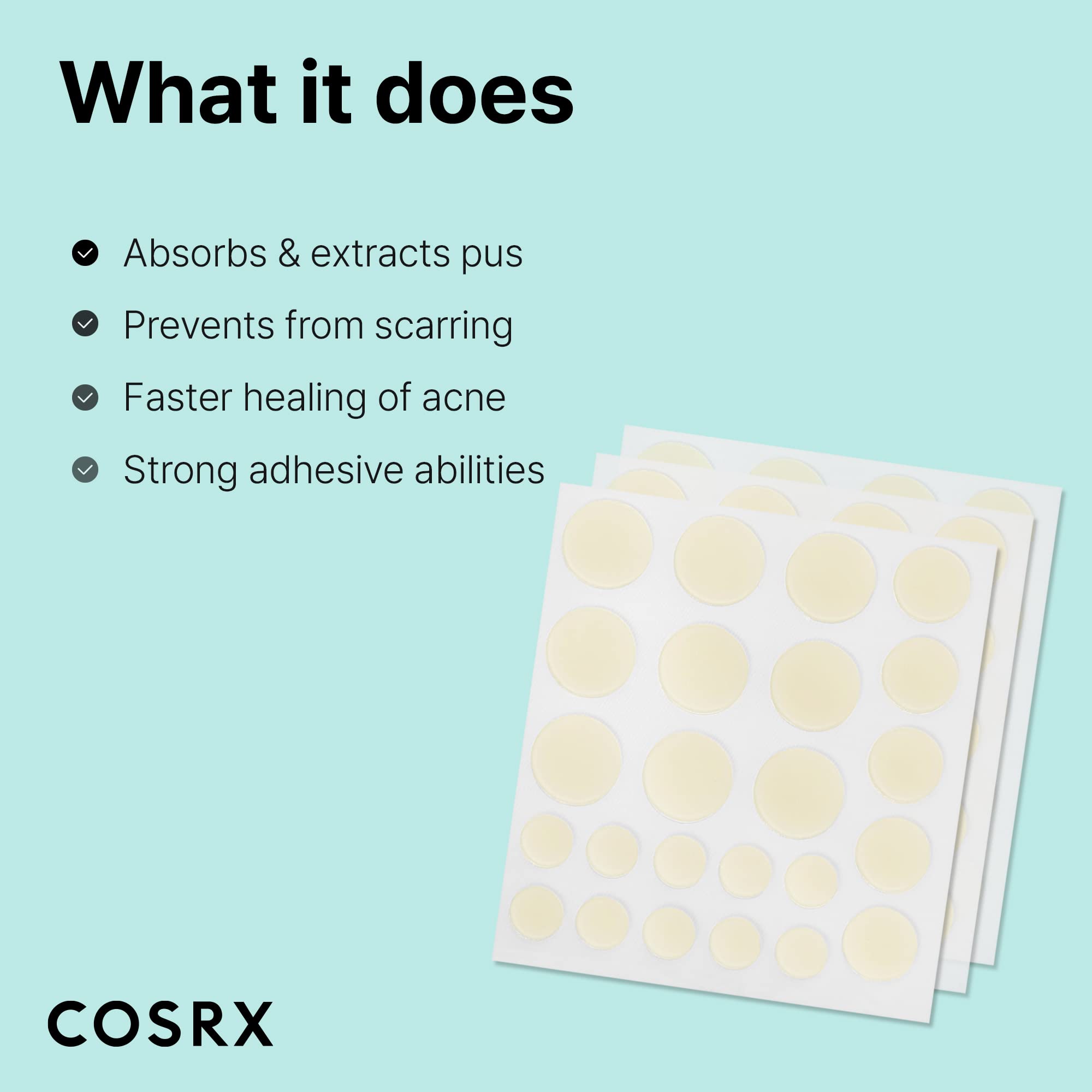 COSRX Acne Pimple Patch Original — Absorbing Hydrocolloid, 3 Sizes, 24 Patches, Animal Testing-FREE