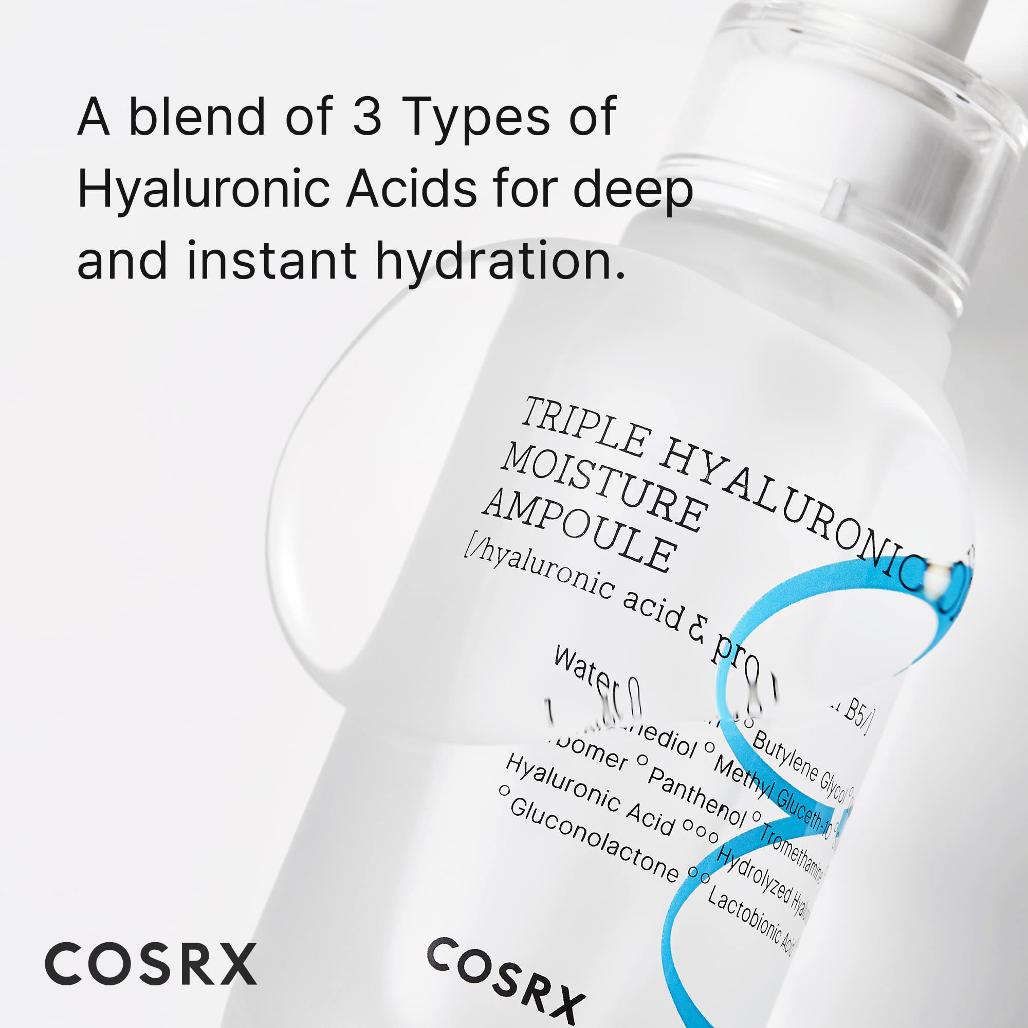 COSRX Hydrium Triple Hyaluronic Moisture Ampoule 40ml | Hyaluronic Acid Serum | Korean Skin Care, Animal Testing Free, Paraben Free