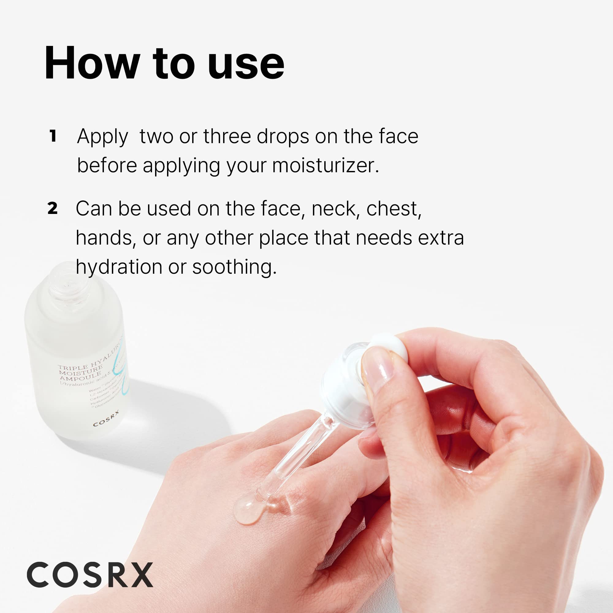 COSRX Hydrium Triple Hyaluronic Moisture Ampoule 40ml | Hyaluronic Acid Serum | Korean Skin Care, Animal Testing Free, Paraben Free