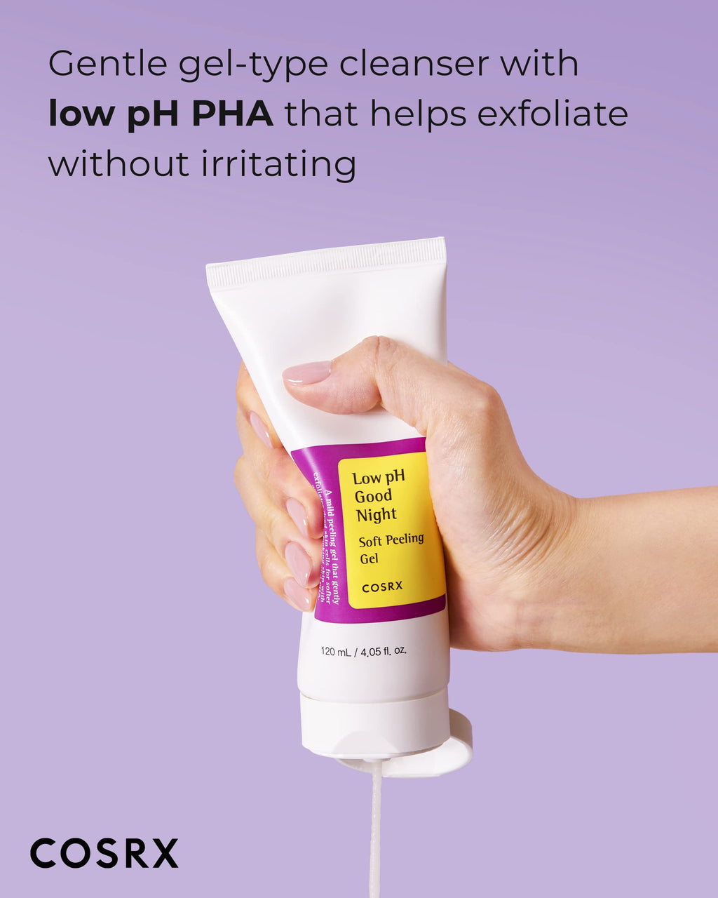 COSRX Low pH Good Night Soft Peeling Gel - Mild Exfoliation with PHA & Cellulose, 120ml