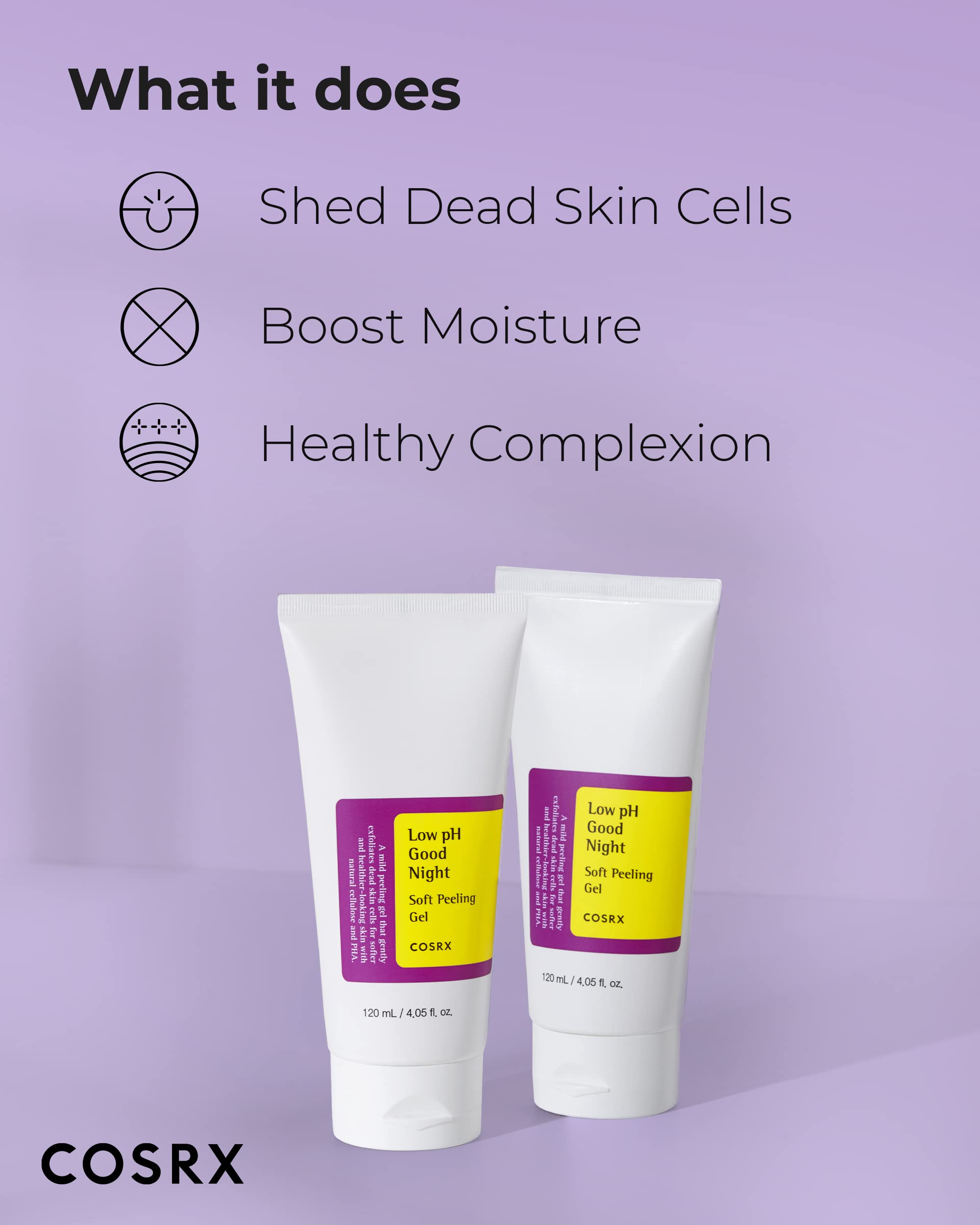 COSRX Low pH Good Night Soft Peeling Gel - Mild Exfoliation with PHA & Cellulose, 120ml