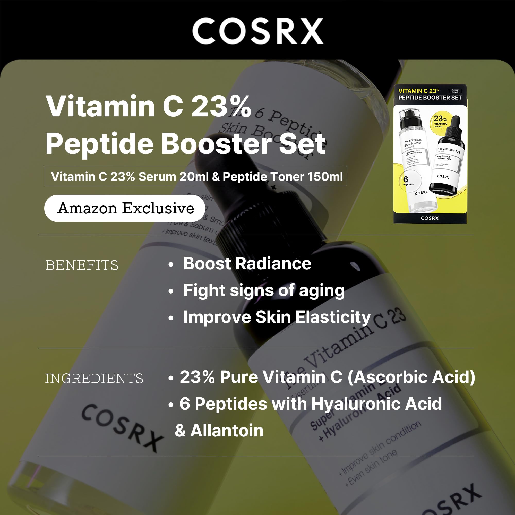 COSRX Vitamin C 23% Peptide Booster Set – Vitamin C Serum + Peptide Toner | Amazon Exclusive