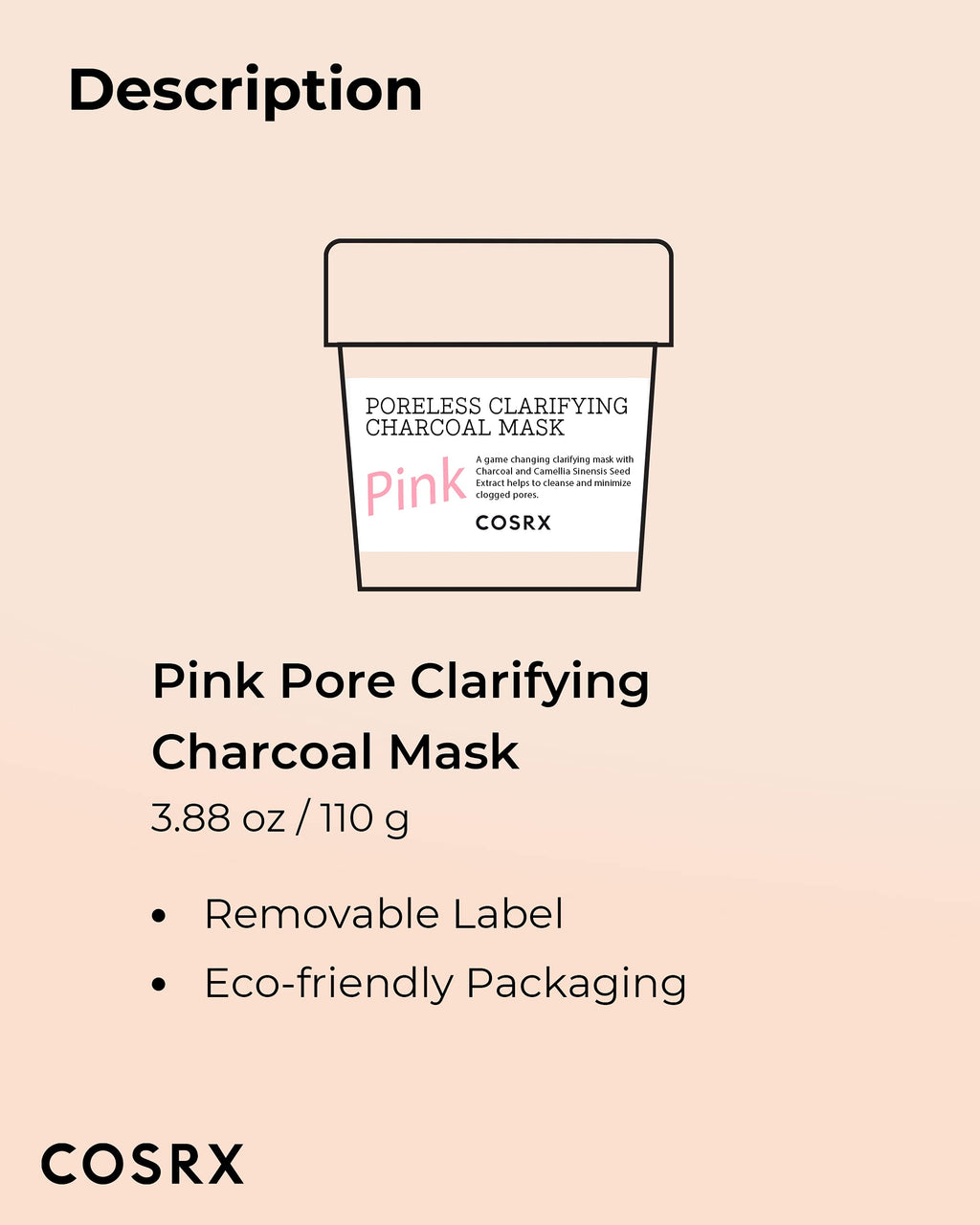 COSRX Pink Pore Clarifying Charcoal Mask – 3.8 fl oz / 110 g | Pore Refining & Color-Changing