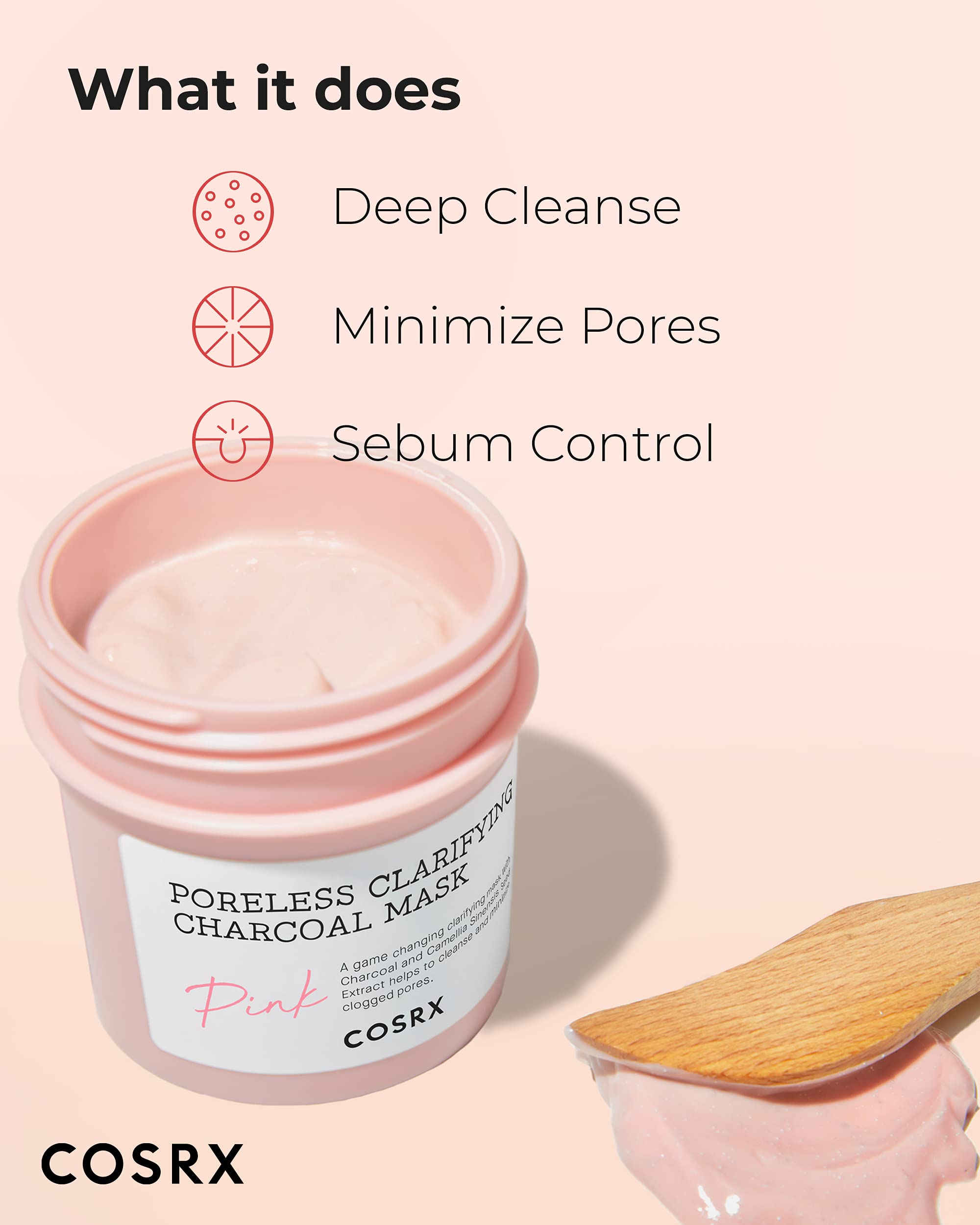 COSRX Pink Pore Clarifying Charcoal Mask – 3.8 fl oz / 110 g | Pore Refining & Color-Changing
