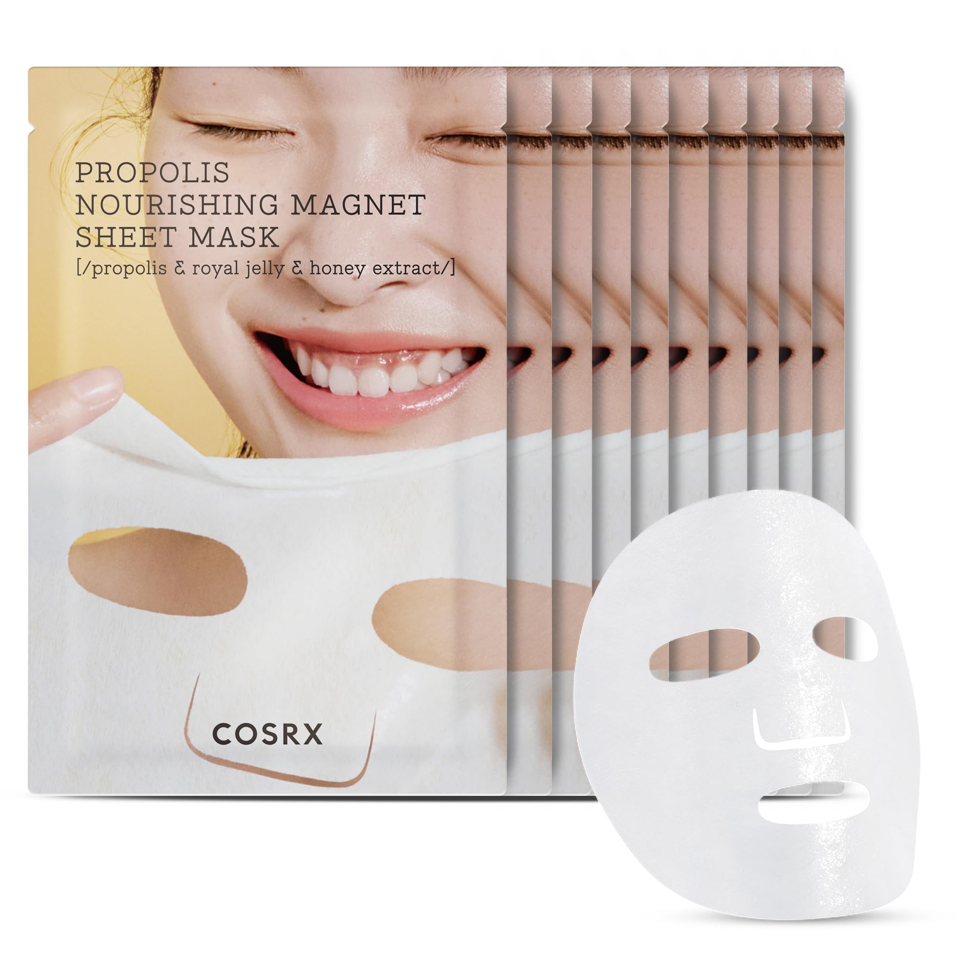 COSRX Propolis Nourishing Sheet Mask – Soothing Honey Serum, Deep Moisture, 10 Sheets | Korean Skincare