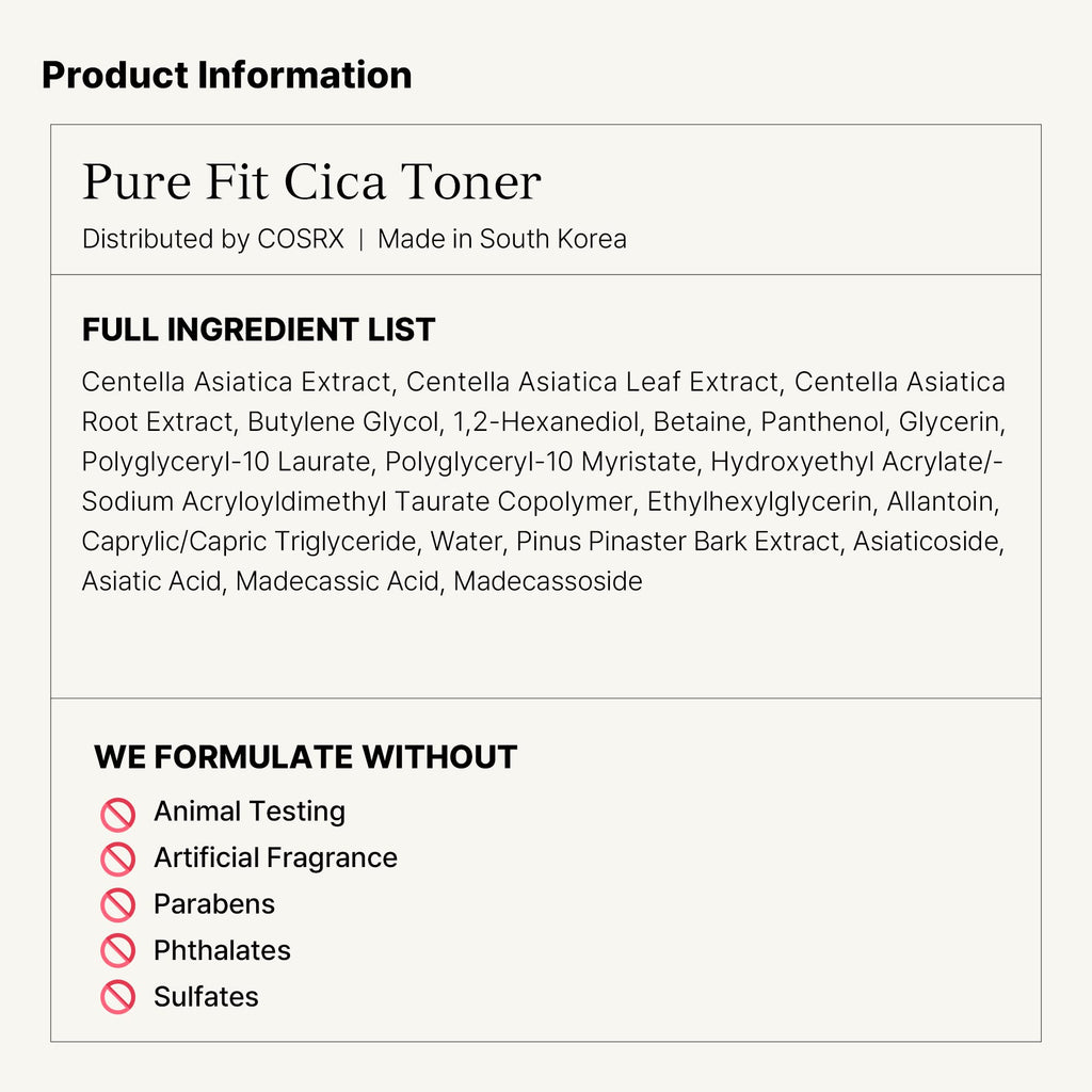 COSRX Pure Fit CICA Toner - Soothing Centella Toner for Sensitive Skin, 150ml