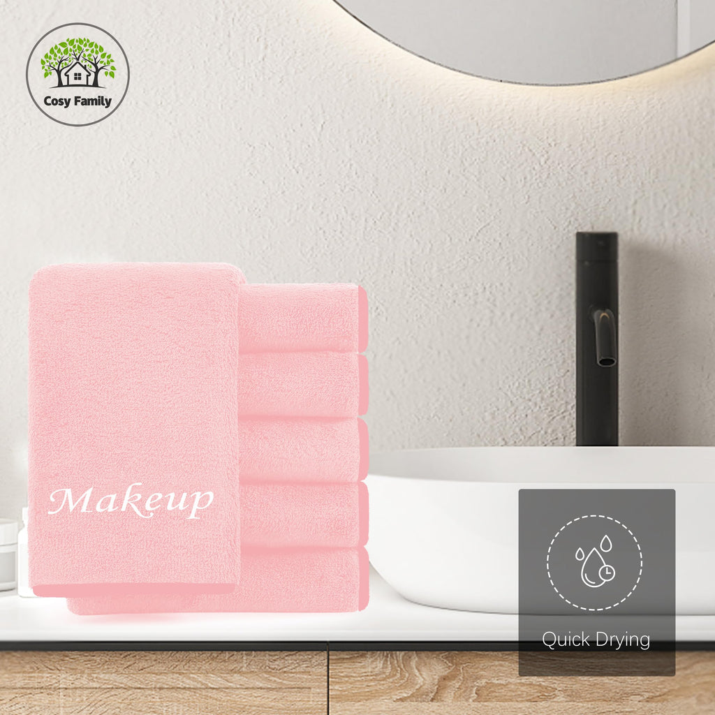 Cosy Family 10-Pack Makeup Remover Cloths | Soft Microfiber 12x12 in (Pink)